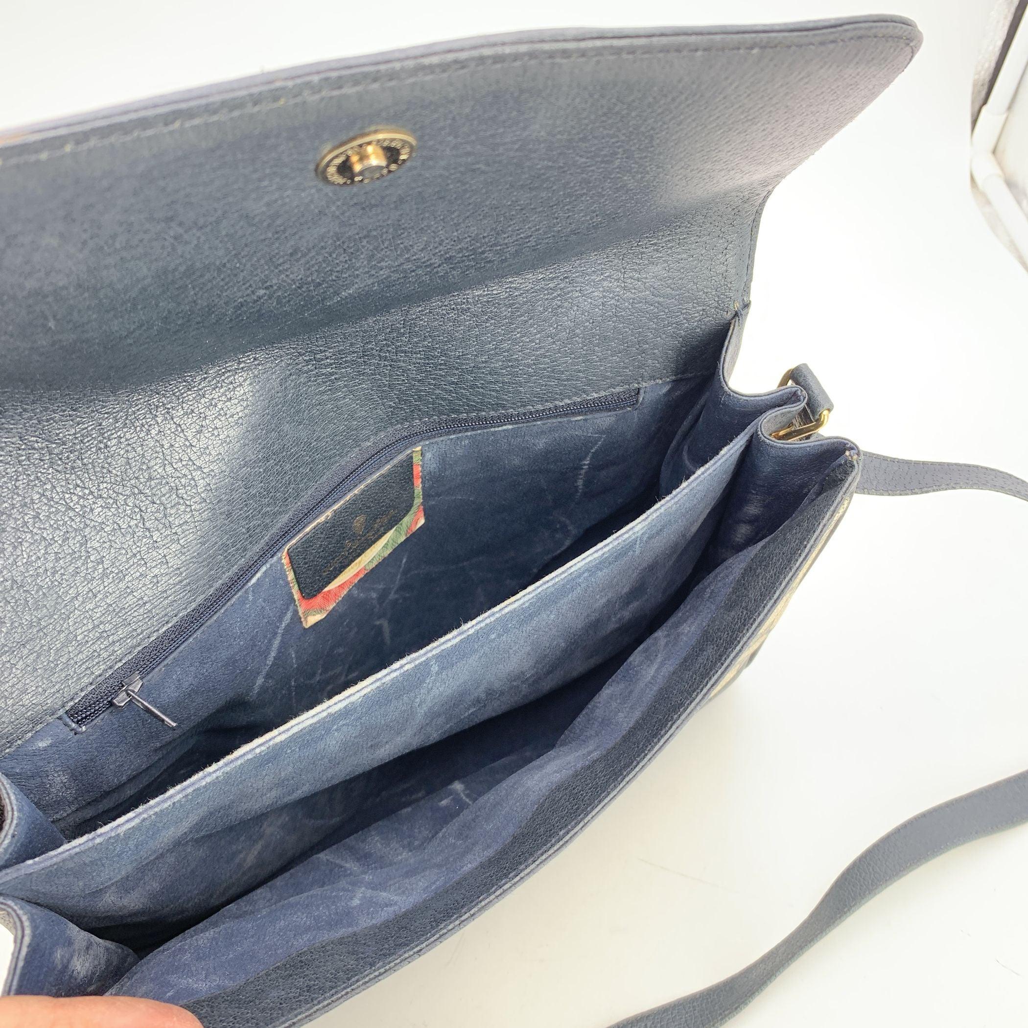 Women's Gucci Vintage Blue Monogram Canvas Messenger Shoulder Bag