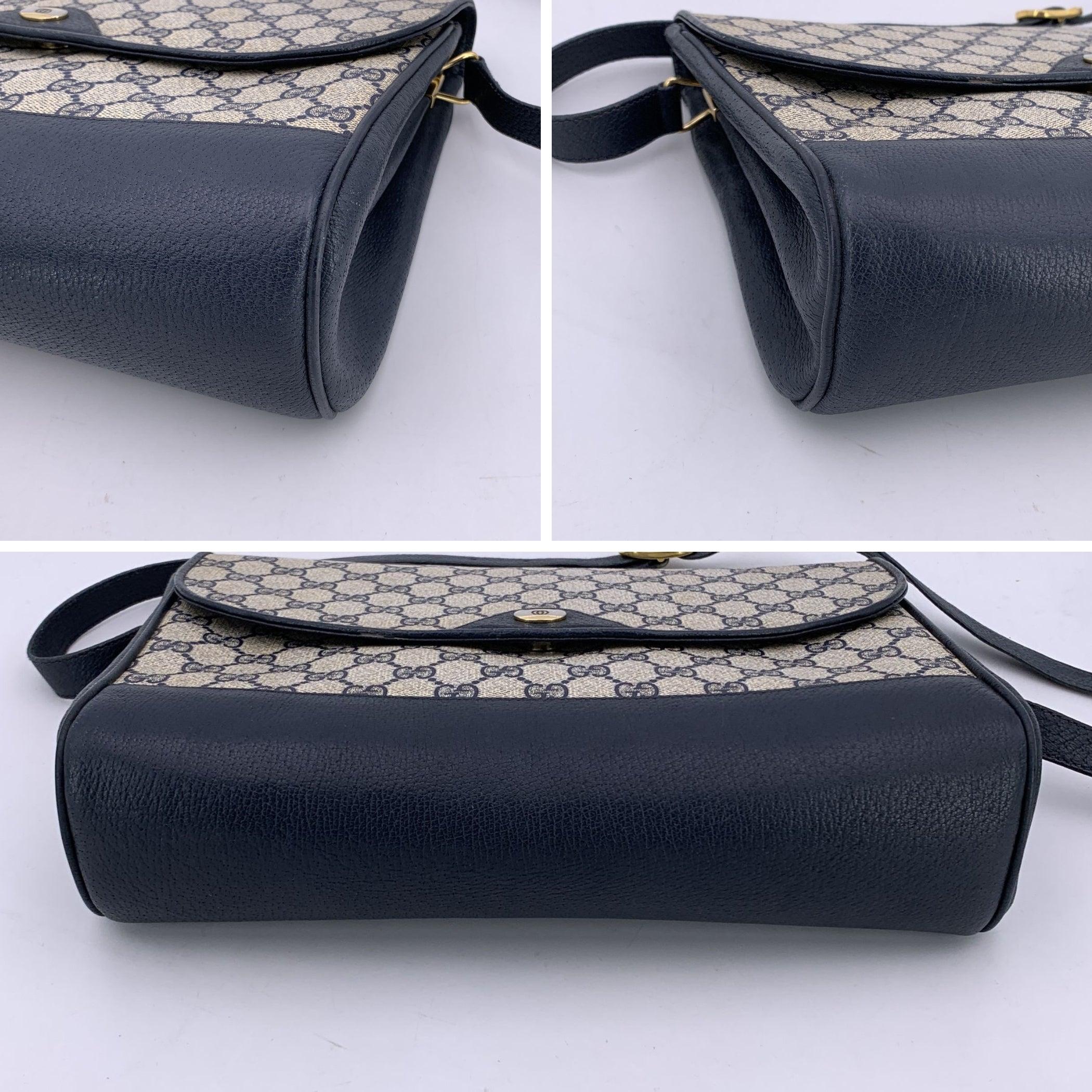 Gucci Vintage Blue Monogram Canvas Messenger Shoulder Bag 1
