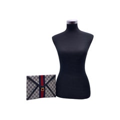 Gucci Vintage Blue Monogram Canvas Ophidia Clutch Envelope Bag