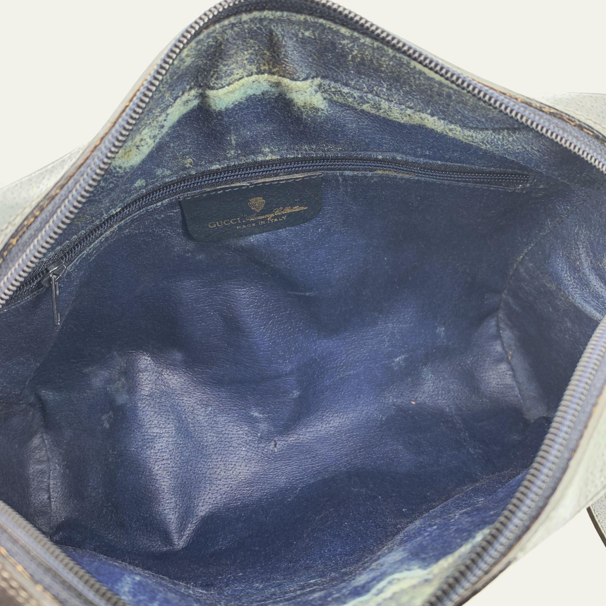 Sac de messager Ophidia en toile bleu monogramme à rayures de Gucci Vintage Unisexe en vente