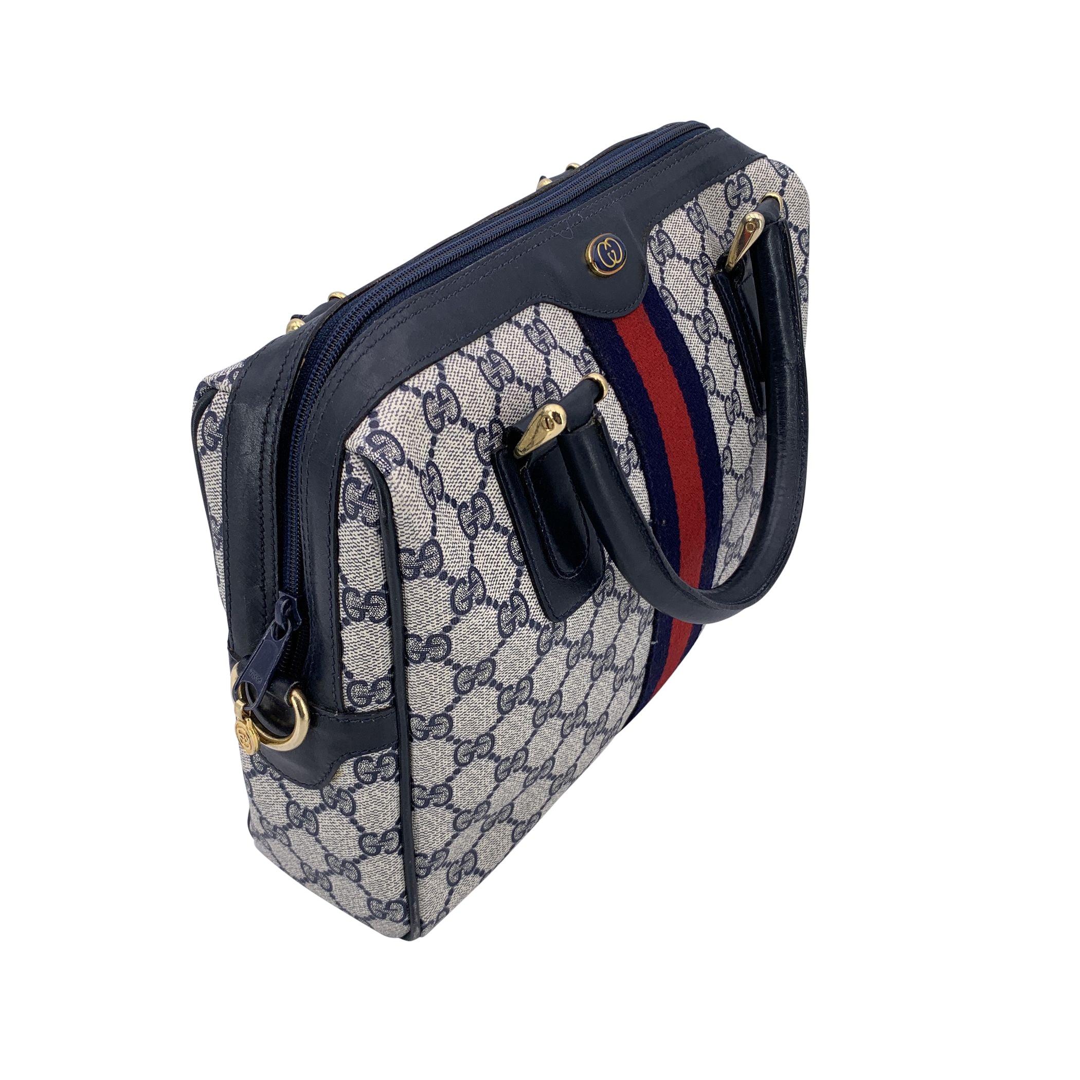 Sac besace Ophidia en toile bleu monogramme à rayures de Gucci Vintage Pour femmes en vente
