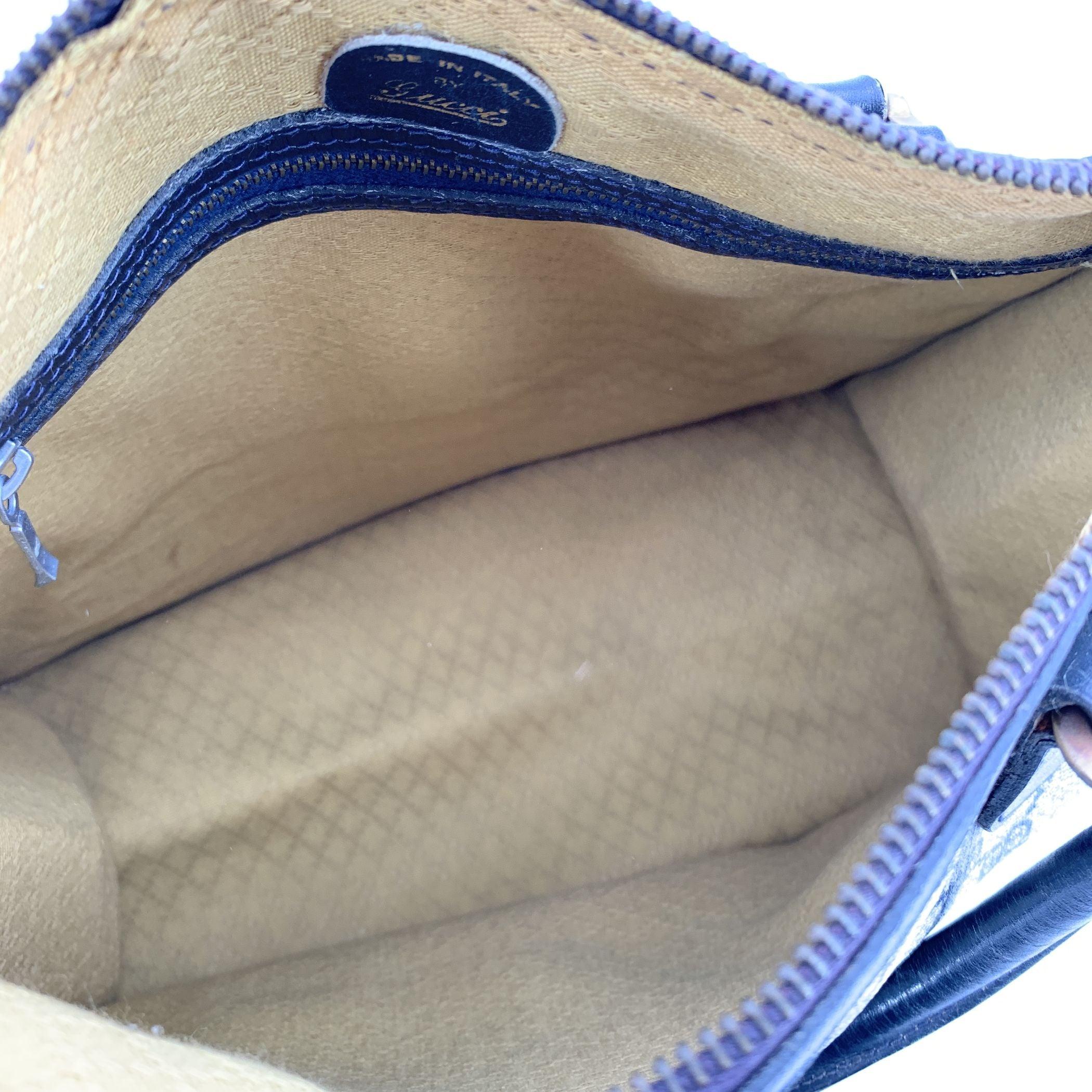 Women's Gucci Vintage Blue Monogram Canvas Satchel Bag with Stripes For Sale