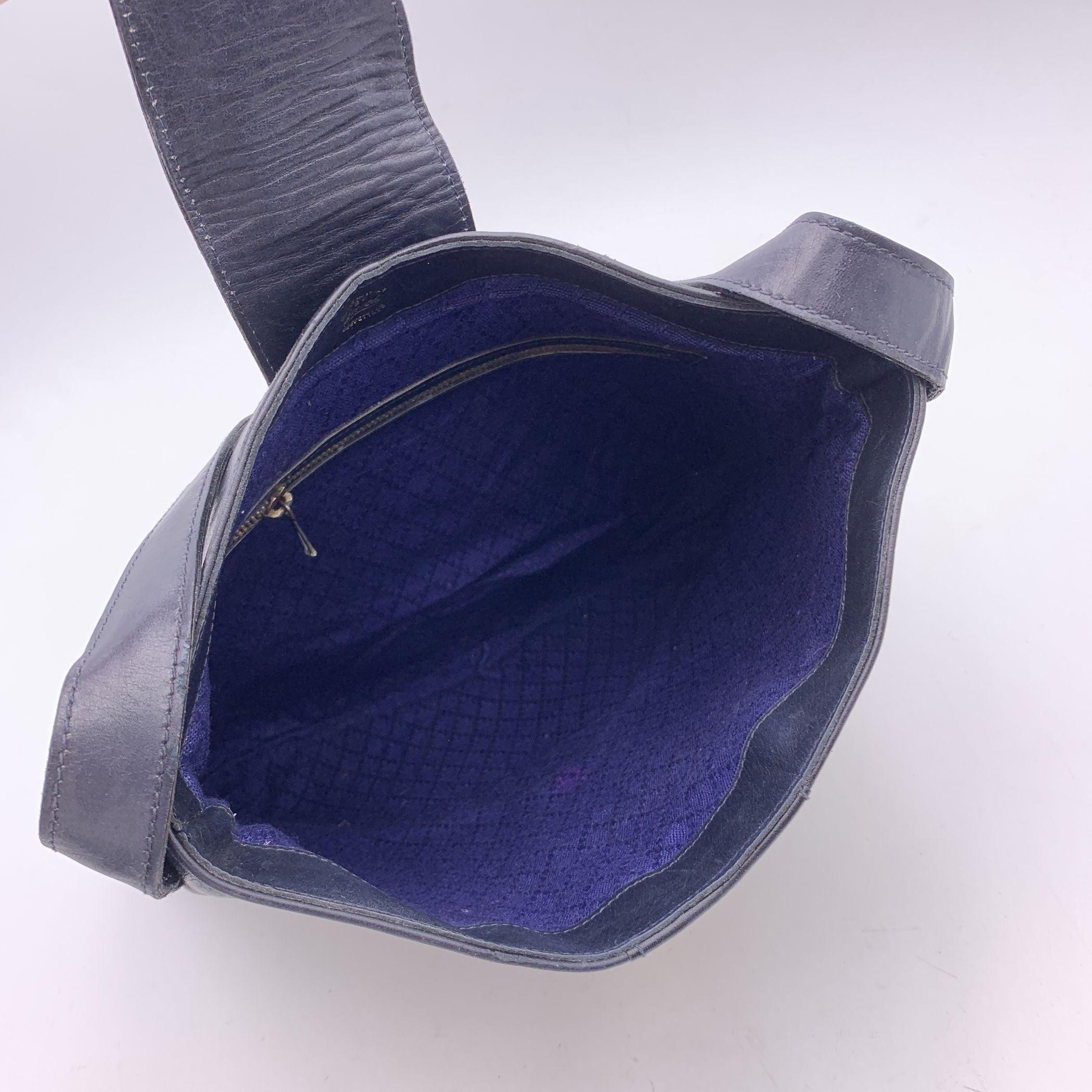 Women's Gucci Vintage Blue Monogram Canvas Shoulder Bag with Stripes