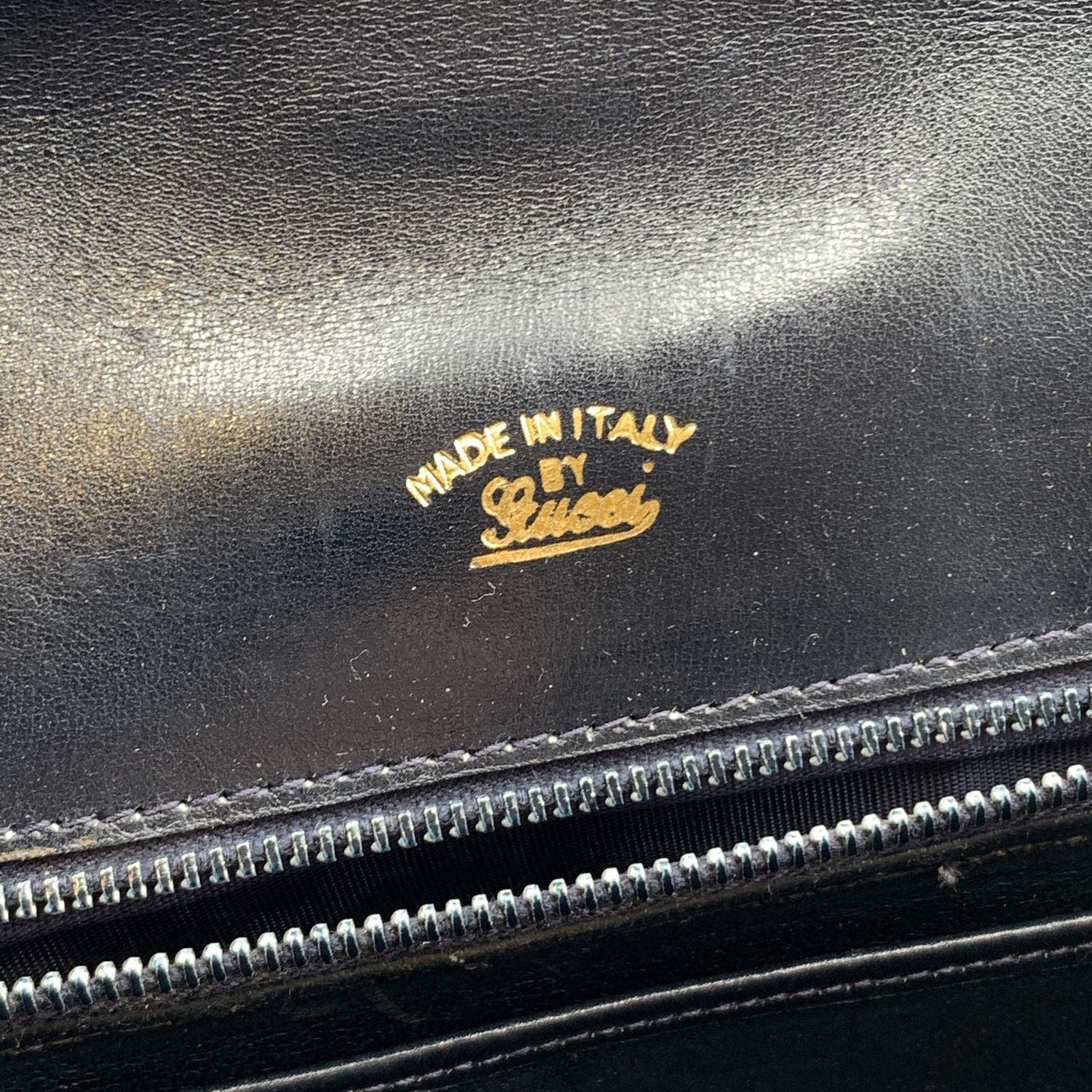 Gucci Vintage Blue Monogram Canvas Spur Shoulder Bag Handbag For Sale 3
