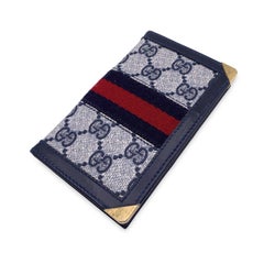 Gucci Vintage Blue Monogram Canvas Stripes Address Book