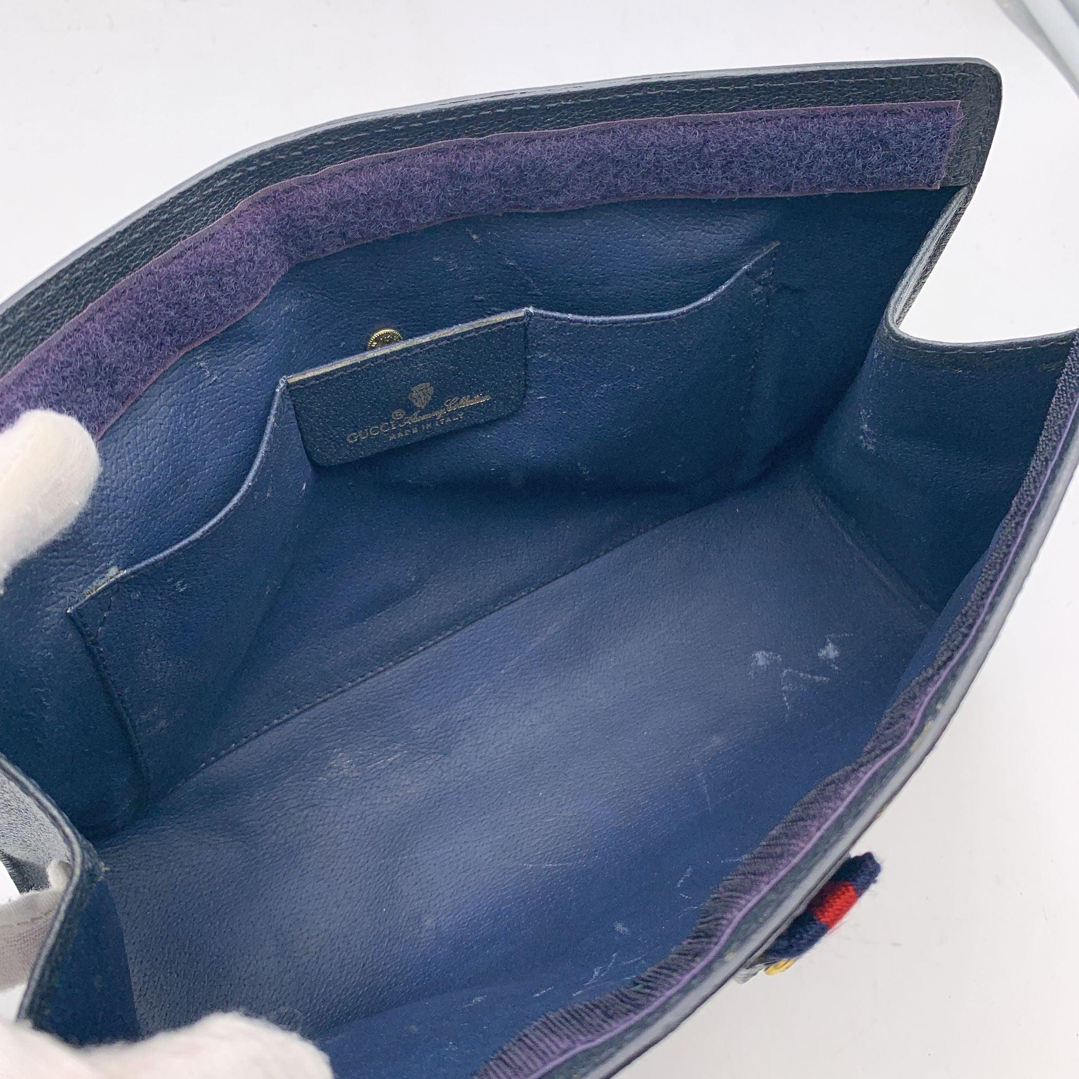 Gucci Vintage Blue Monogram Canvas Web Cosmetic Bag Clutch 1