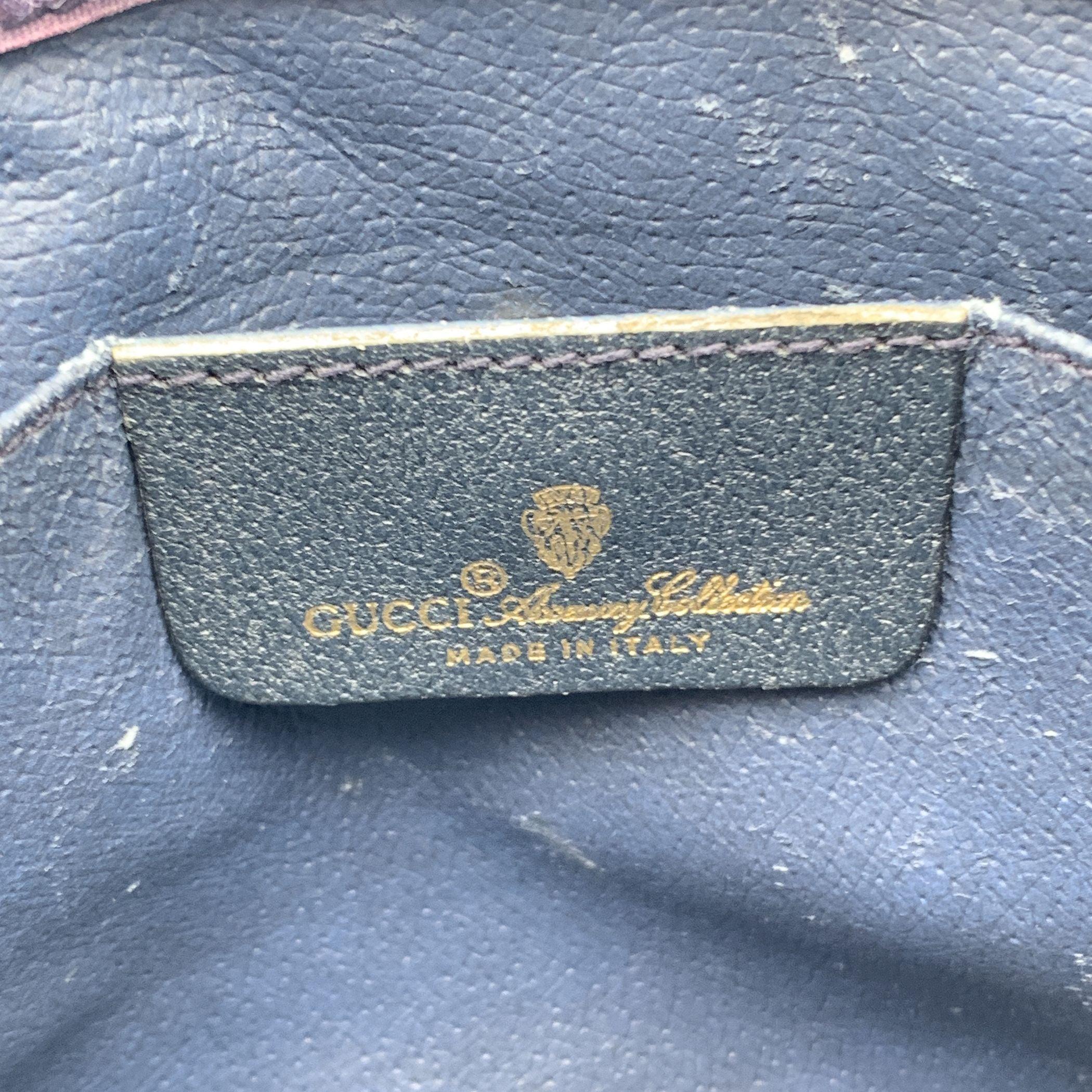 Gucci Vintage Blue Monogram Canvas Web Cosmetic Bag Clutch 2