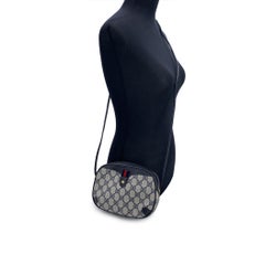 Gucci Vintage Blue Monogram Canvas Web Oval Small Crossbody Bag