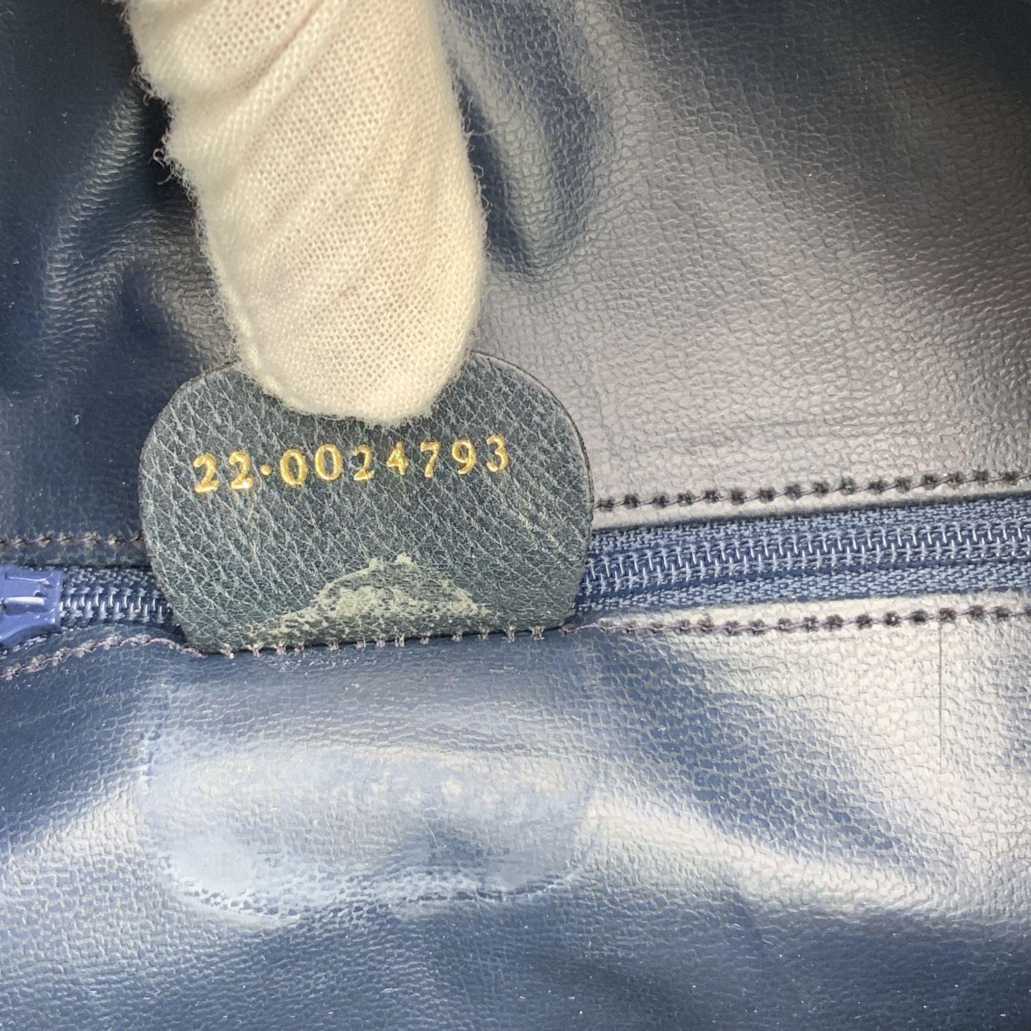 Gucci Vintage Blue Monogram Drawstring Bucket Bag with Stripes 2