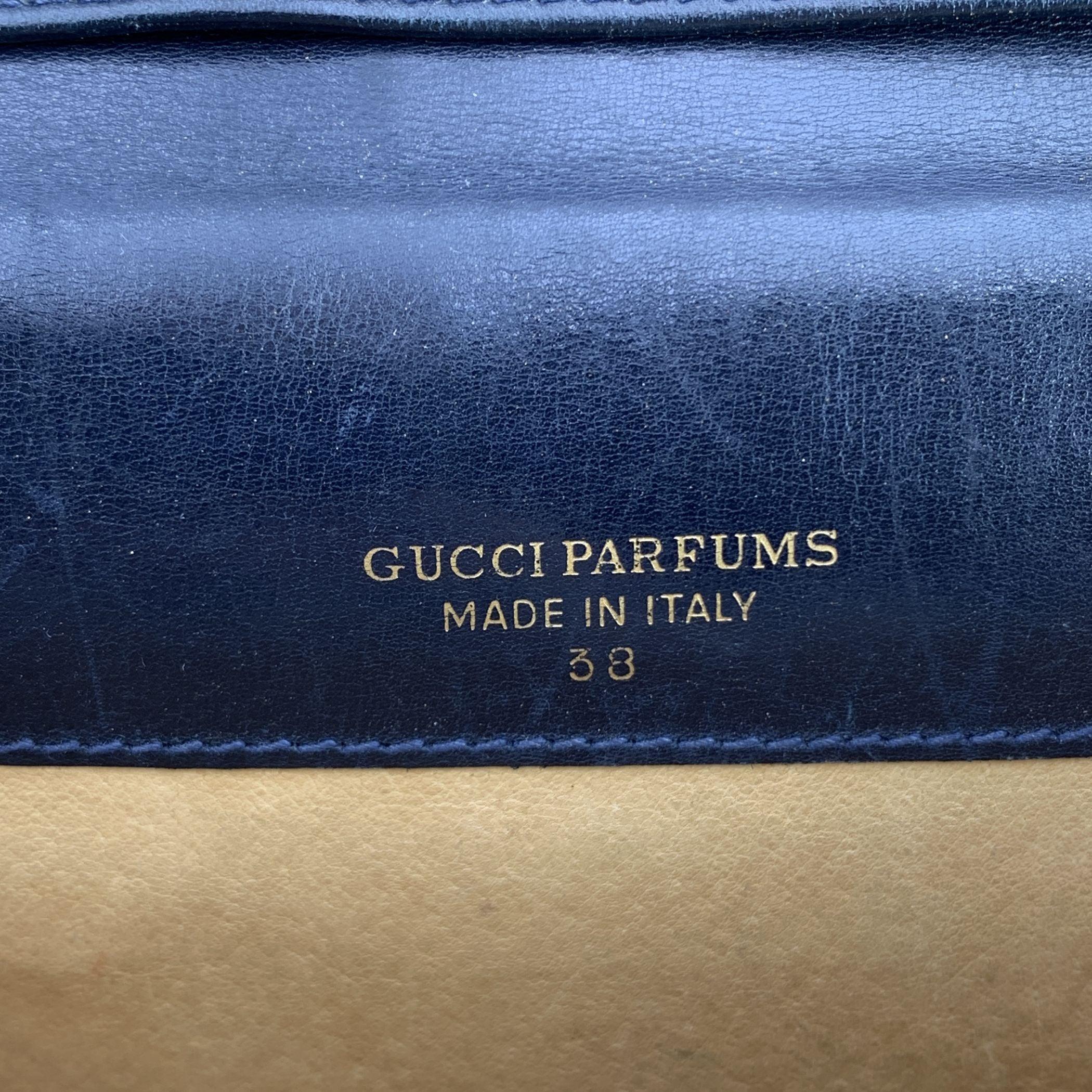 Gucci Vintage Blue Monogram Ophidia Stripes Vertical Crossbody Bag For Sale 1