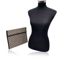Gucci Vintage Blue Monogram Portfolio Document Holder Clutch