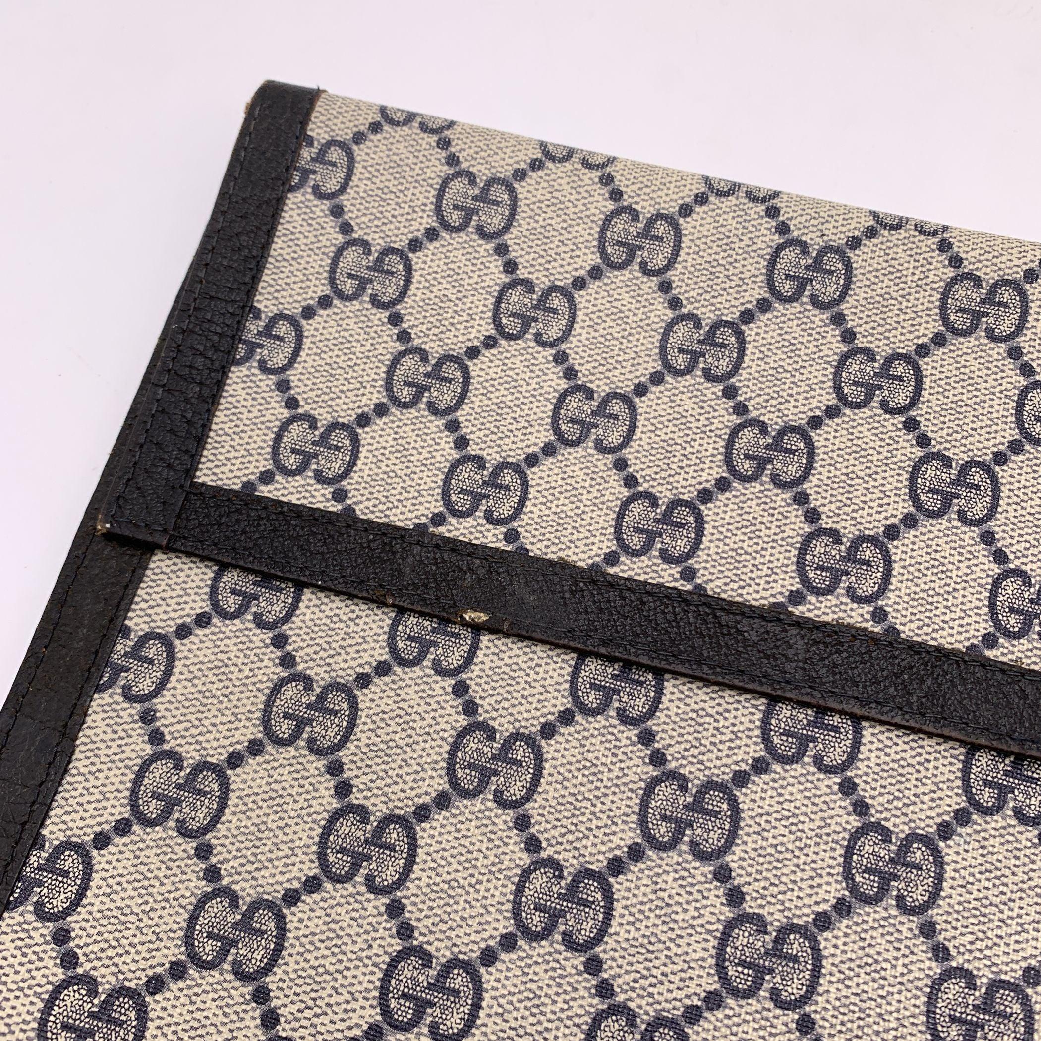 Gucci Vintage Blue Monogram Portfolio Document Holder Clutch 1