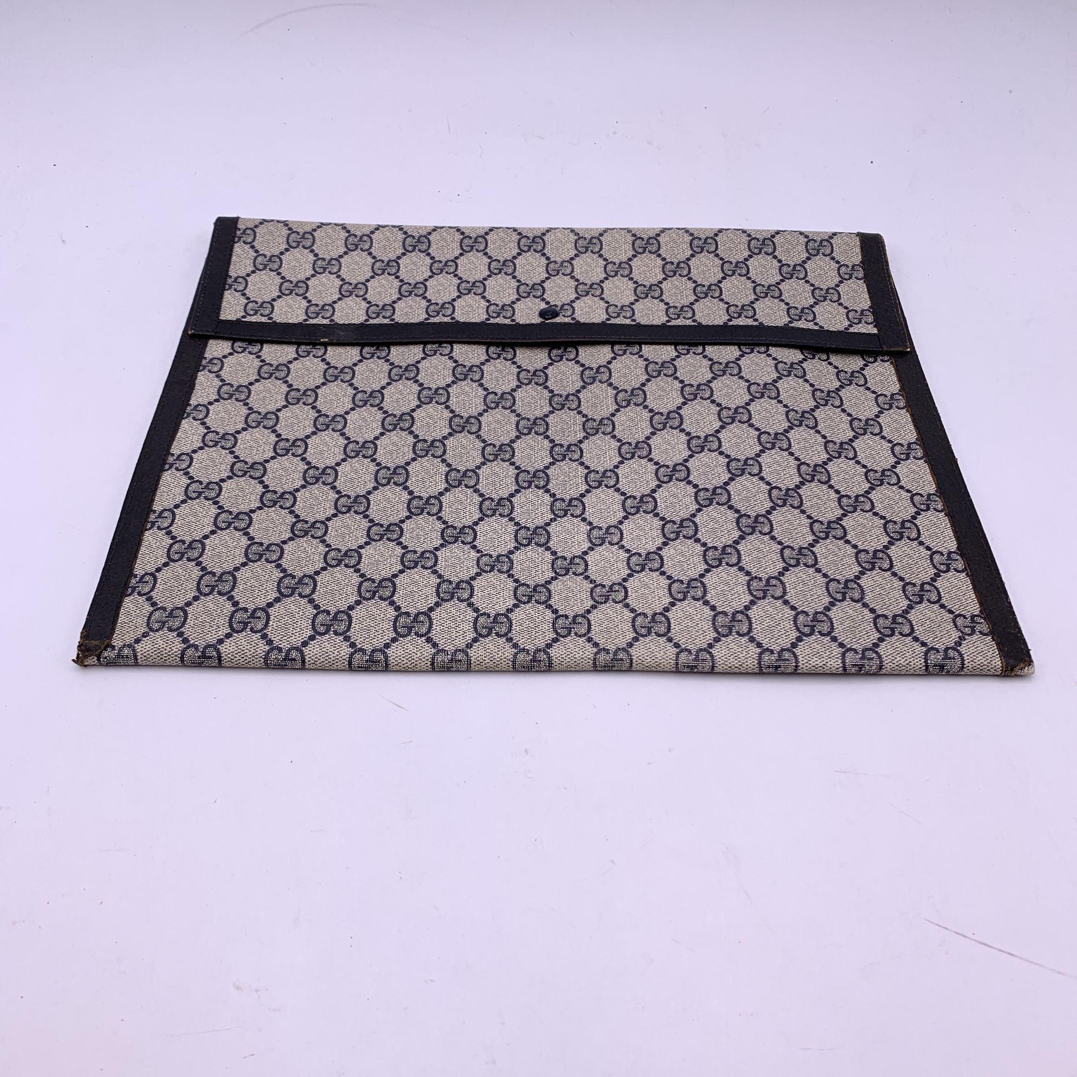 Gucci Vintage Blue Monogram Portfolio Document Holder Clutch 2