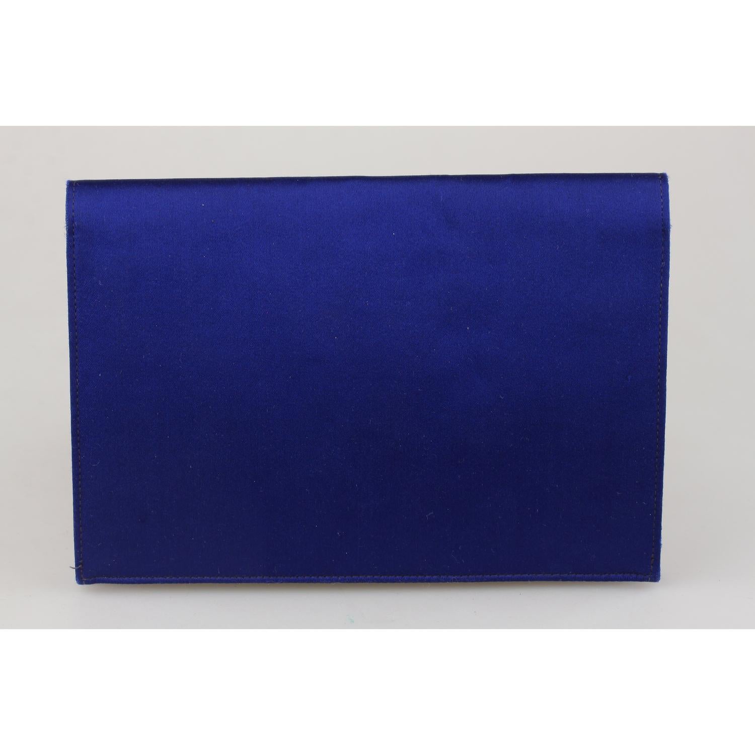 Women's Gucci Vintage Blue Satin Clutch Evening Bag with Rhinestones