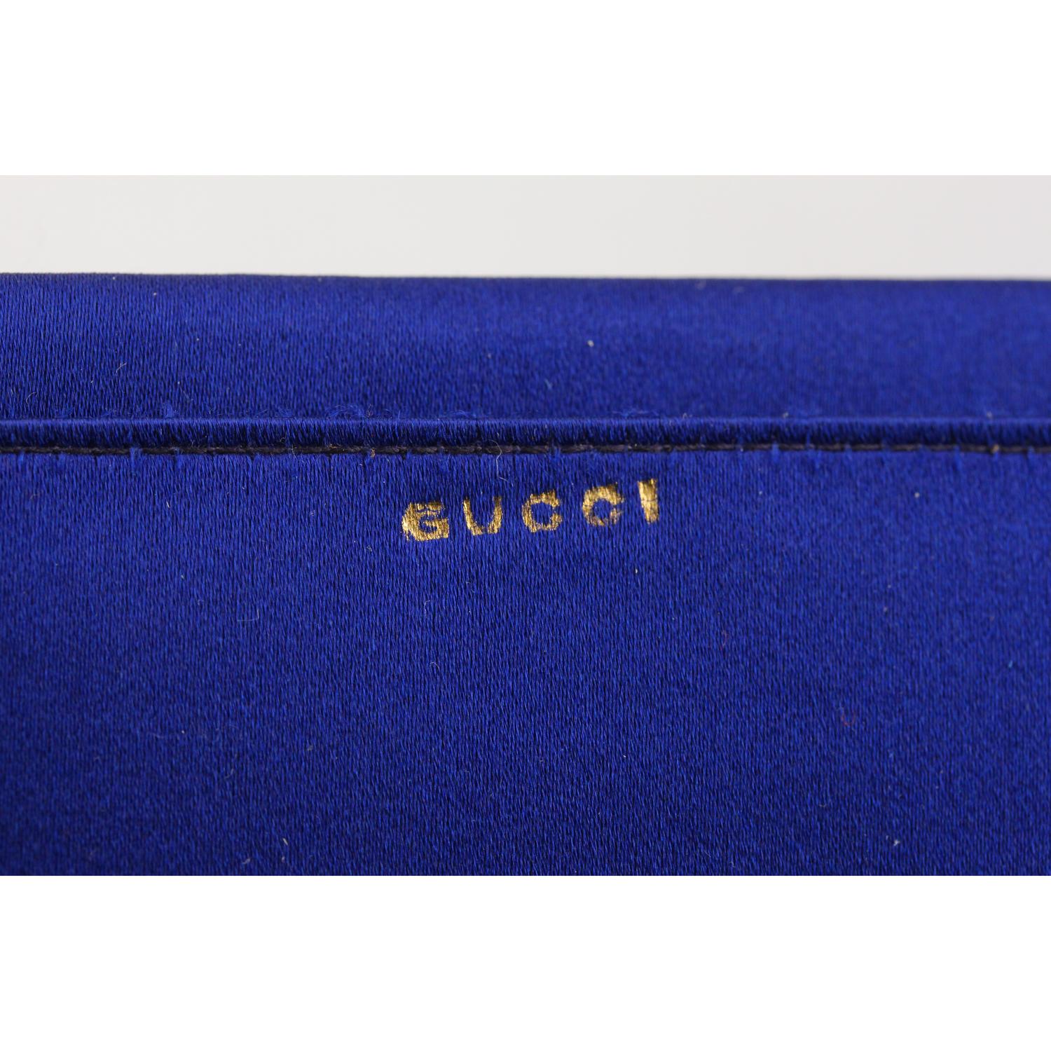 Gucci Vintage Blue Satin Clutch Evening Bag with Rhinestones 4