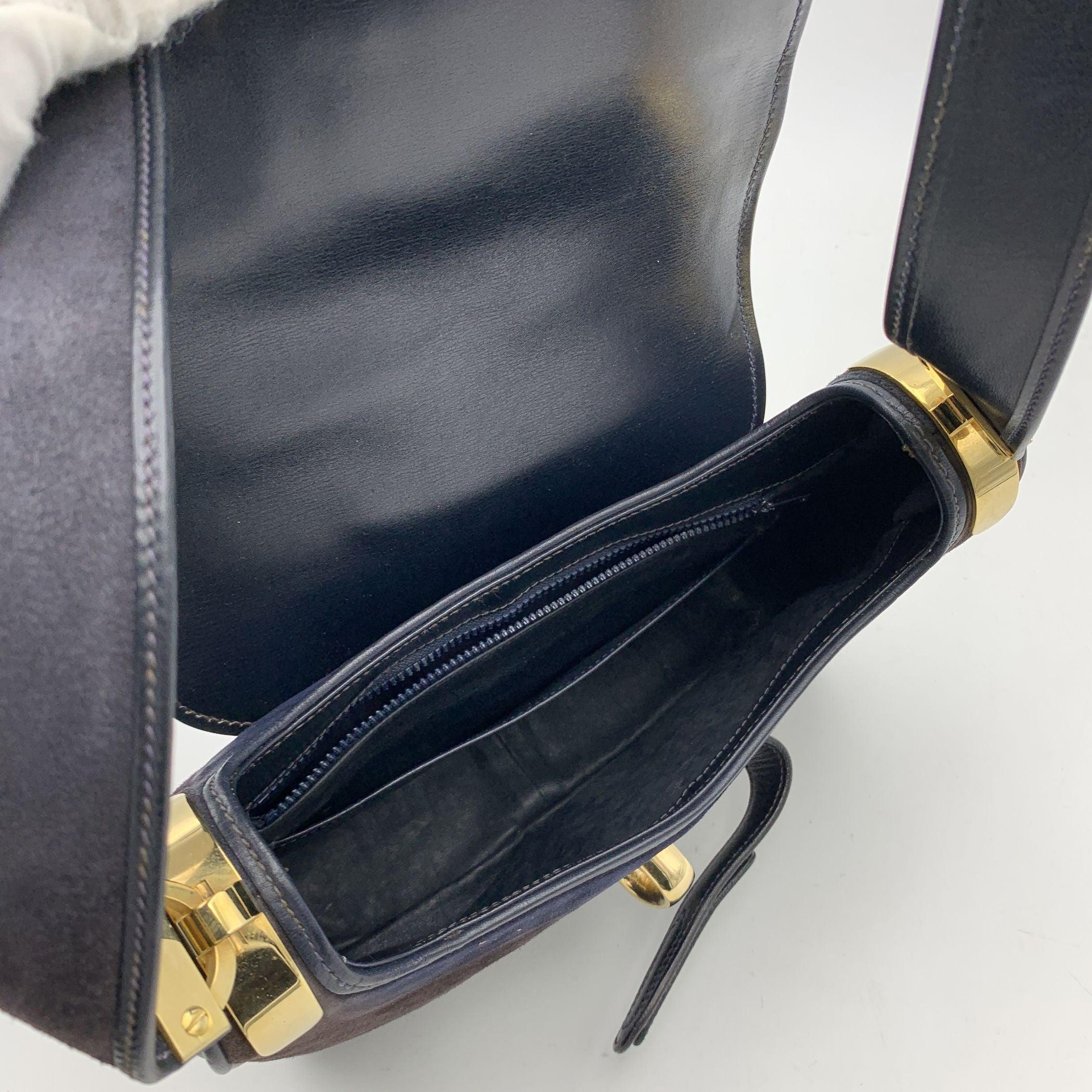 Women's Gucci Vintage Blue Suede and Leather Flap Shoulder Bag