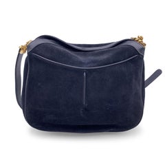 Gucci Vintage Blue Suede and Leather Shoulder Bag