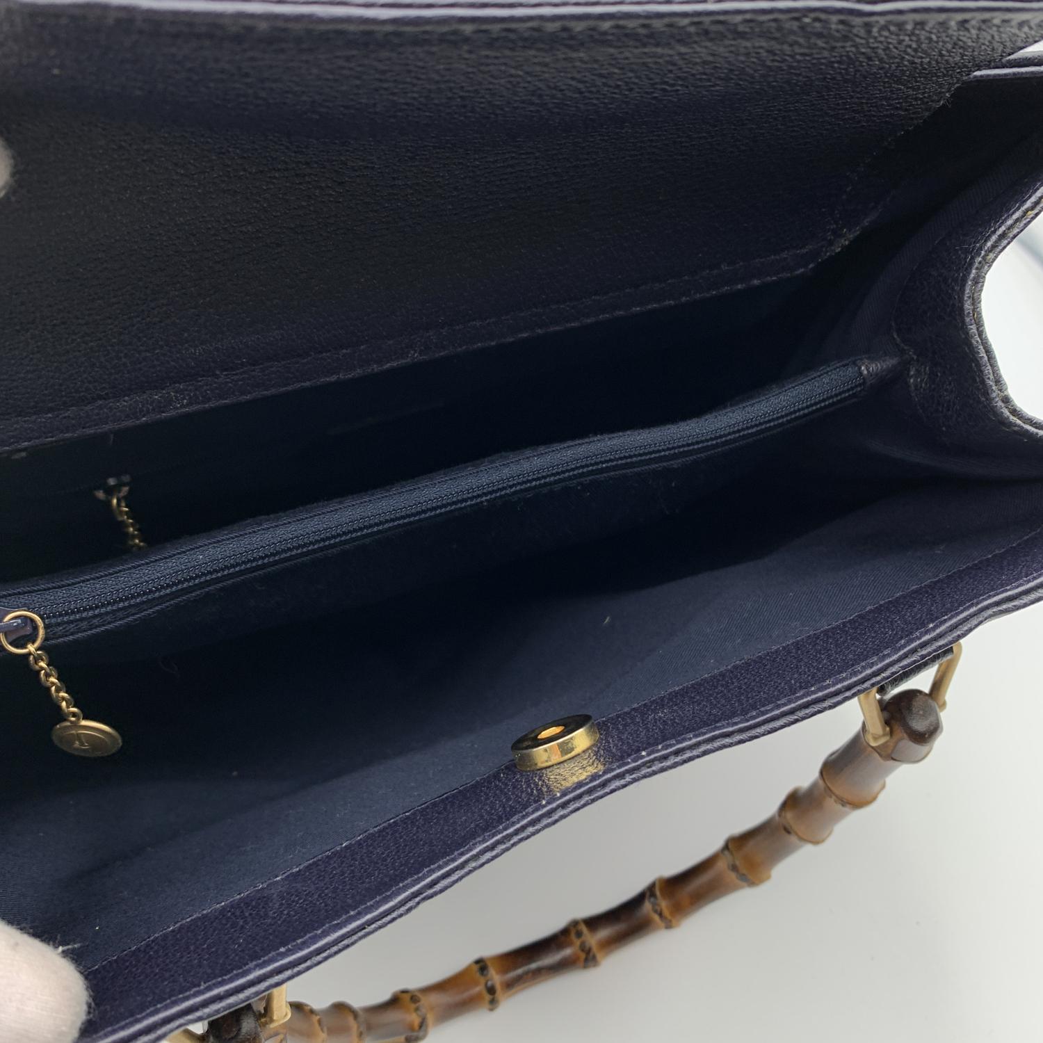Gucci Vintage Blue Suede Princess Diana Bamboo Tote Bag 1