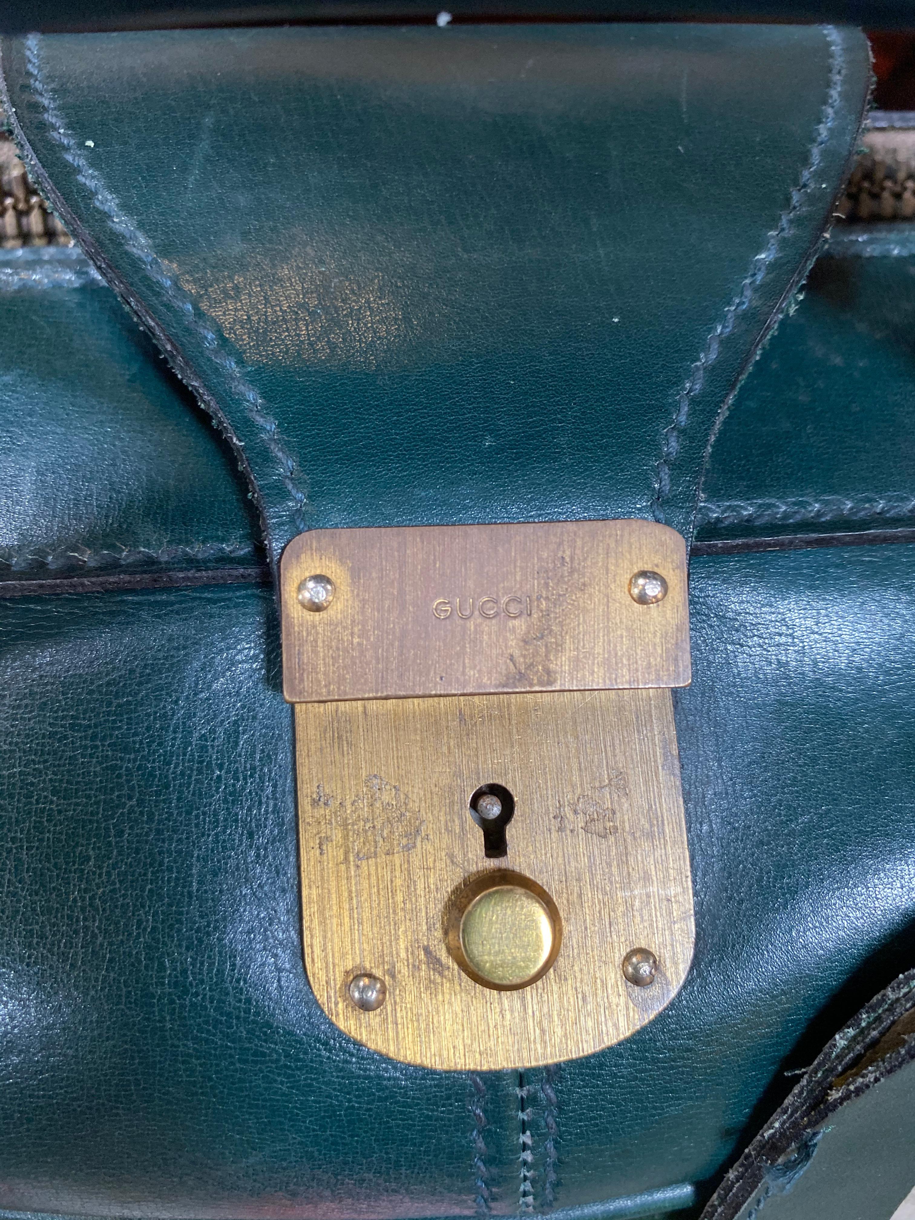 Italian Gucci Vintage Blue Suede Suitcase Travel Bag