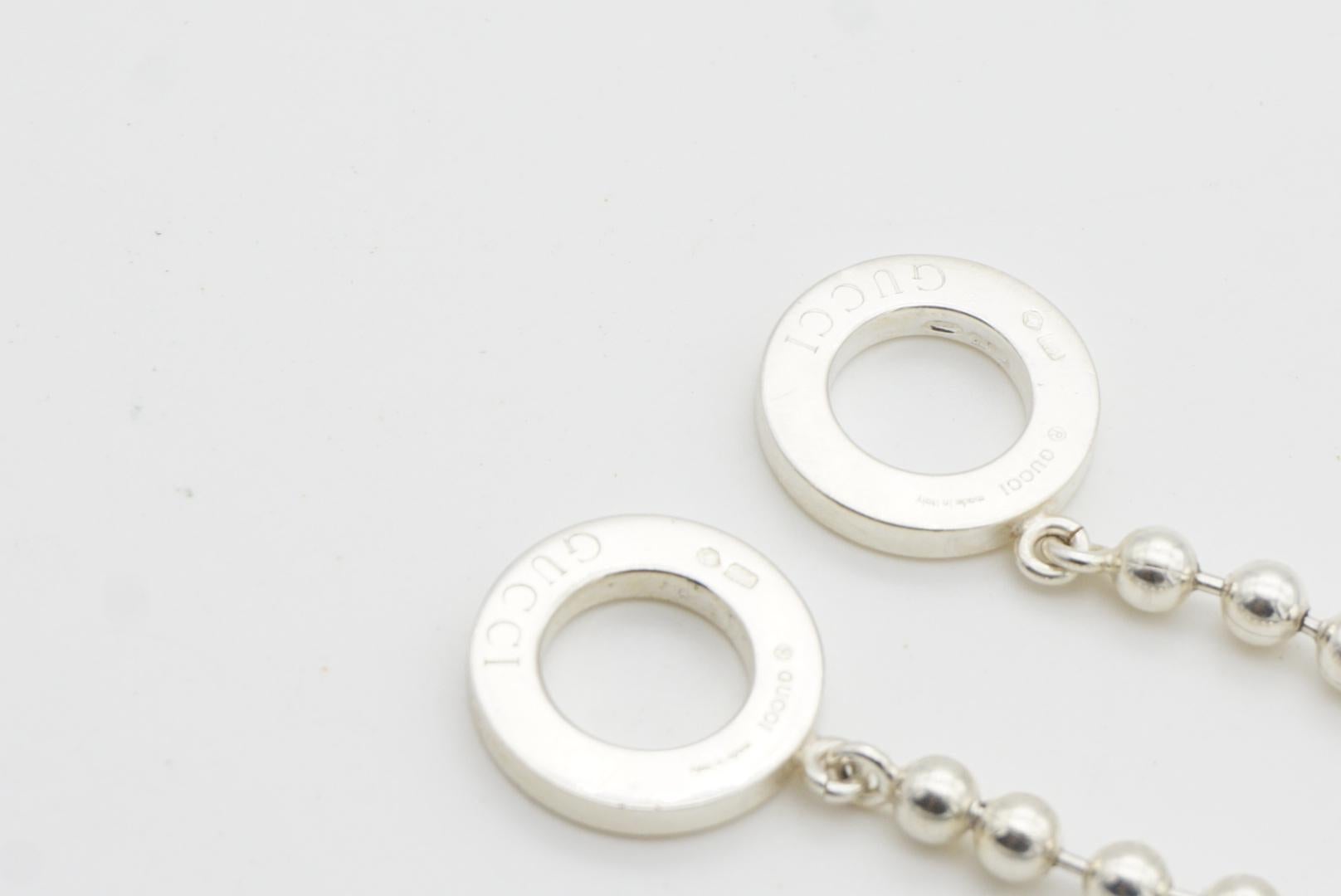 Gucci Vintage Boule Dot Logo Circle Round Hoop Chain Drop Hook Pierced Earrings 6