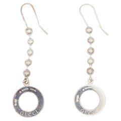 Gucci Vintage Boule Dot Logo Circle Round Hoop Chain Drop Hook Pendientes perforados