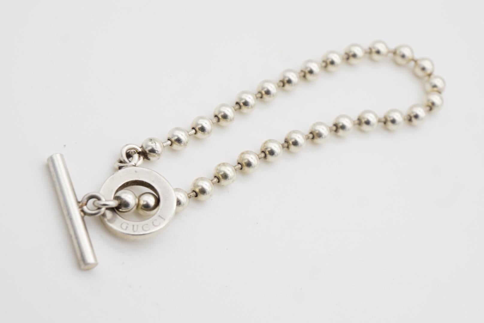 Gucci Vintage Boule Logo Dot Dot Dot Dot Circle Chain Bracciale Argento Taglia 18 in vendita 5