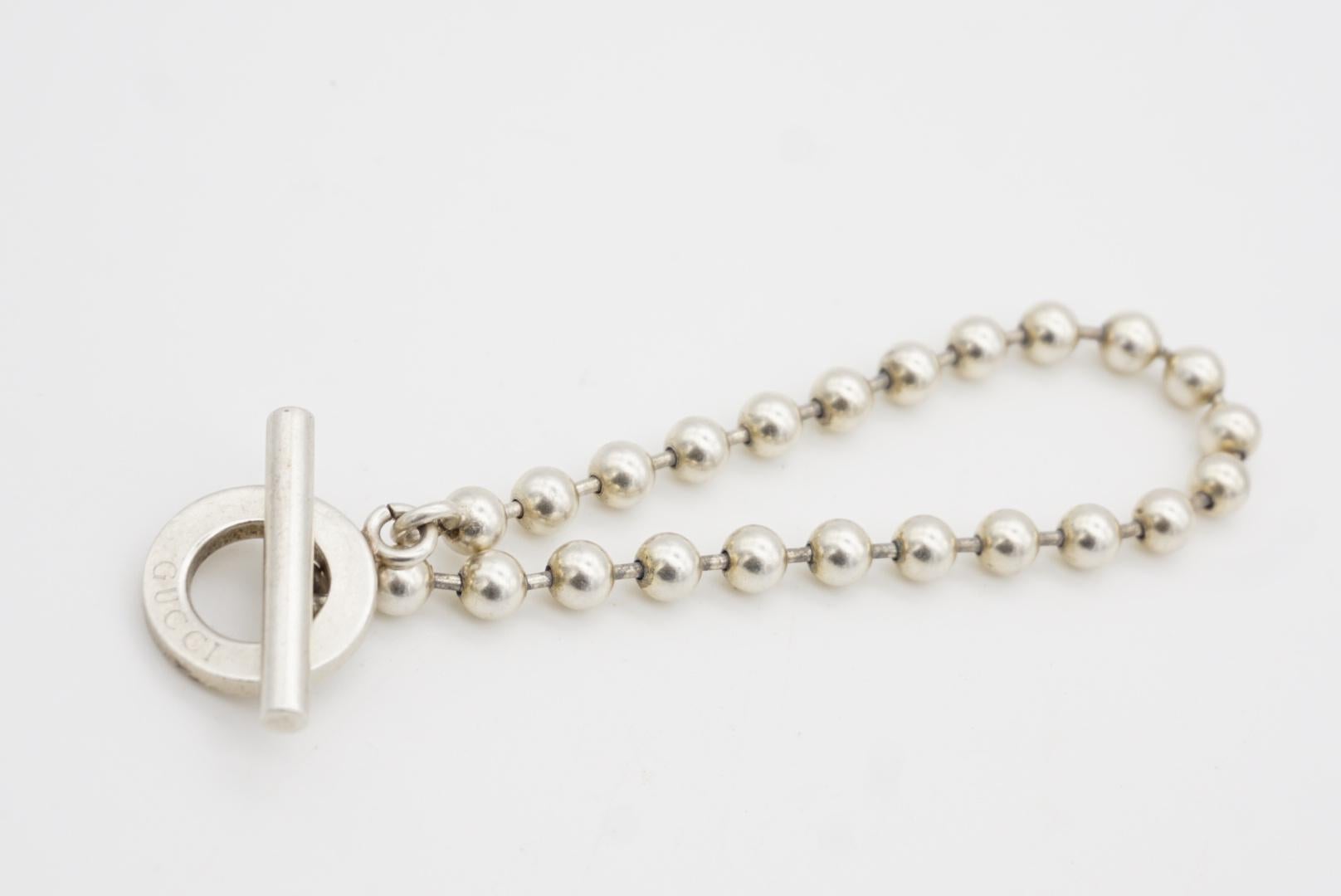 Gucci Vintage Boule Logo Dot Dot Dot Dot Circle Chain Bracciale Argento Taglia 18 in vendita 6