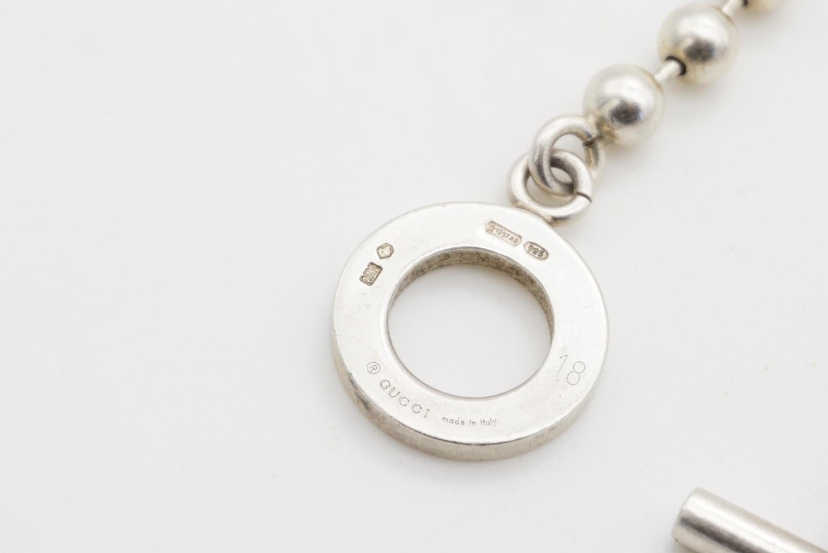 Gucci Vintage Boule Logo Dot Dot Dot Dot Circle Chain Bracciale Argento Taglia 18 in vendita 7
