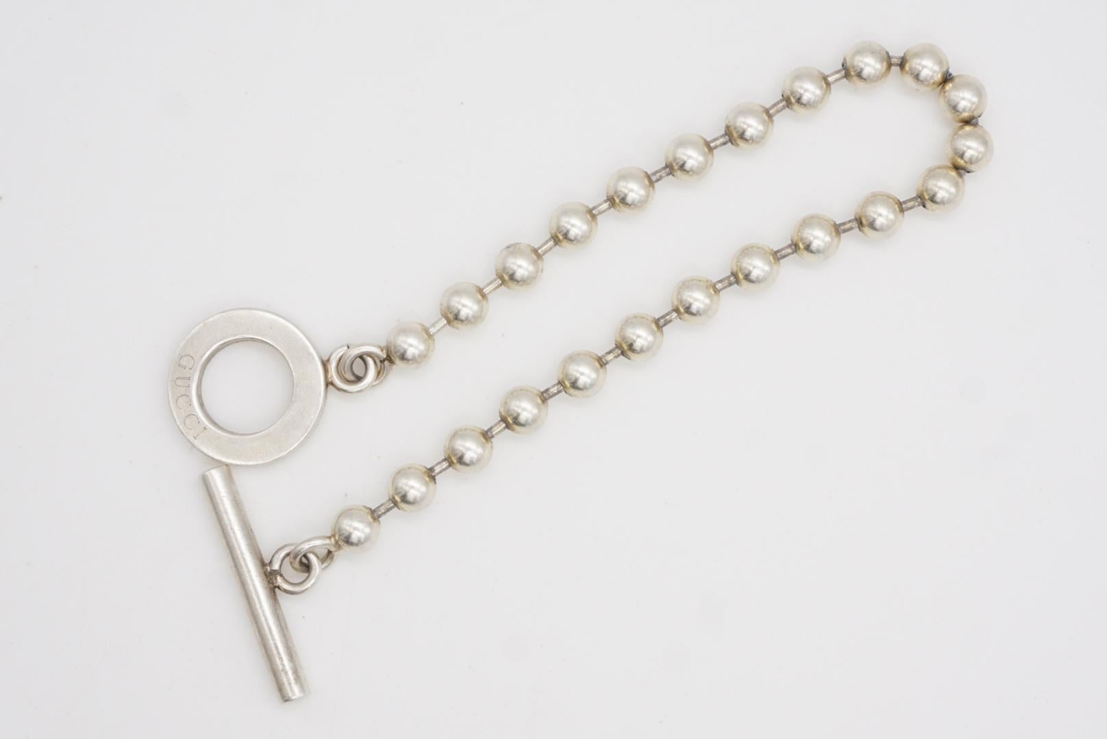 Gucci Vintage Boule Logo Dot Dot Dot Dot Circle Chain Bracciale Argento Taglia 18 in vendita 8