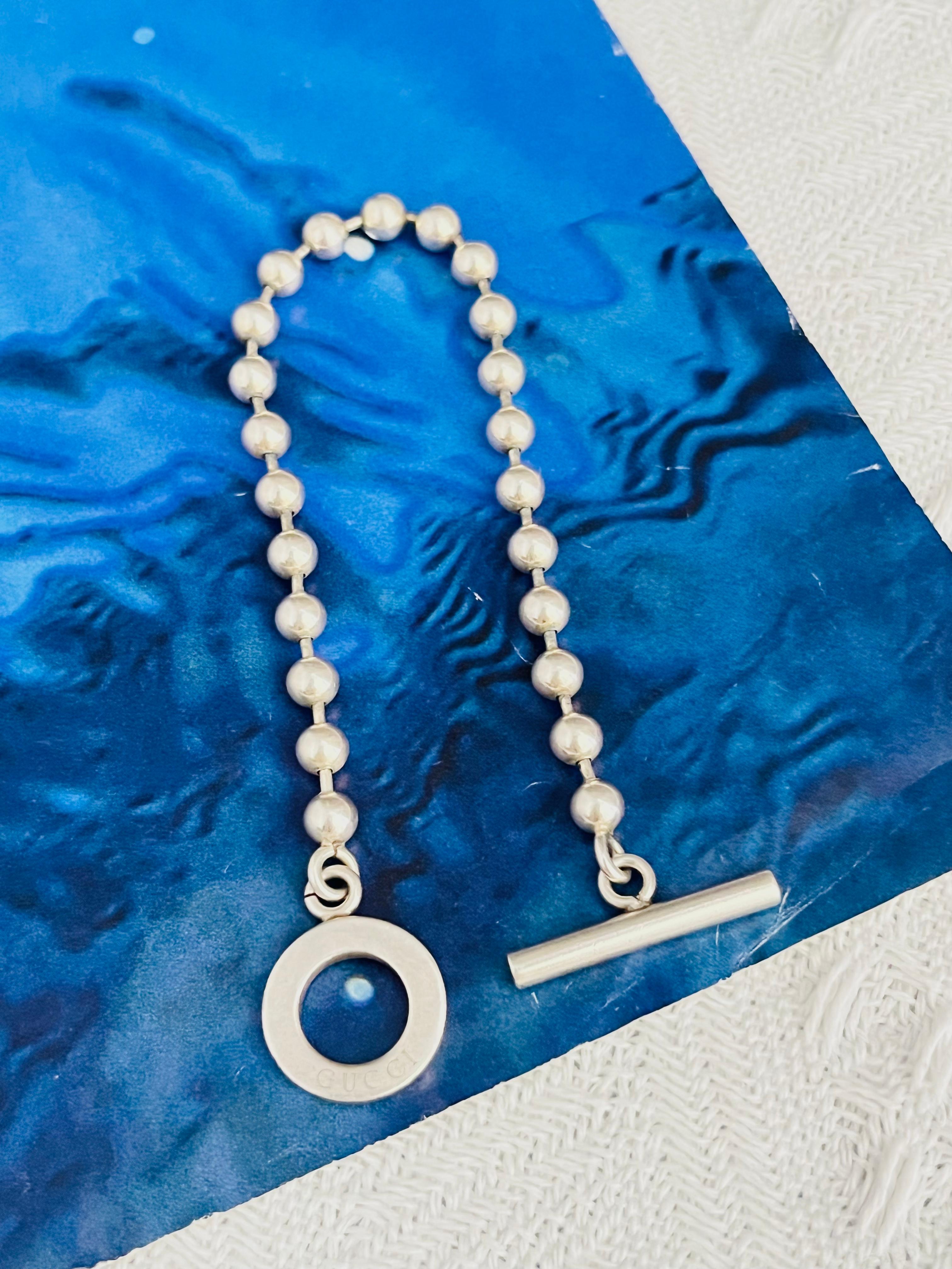Art Déco Gucci Vintage Boule Logo Dot Dot Dot Dot Circle Chain Bracciale Argento Taglia 18 in vendita