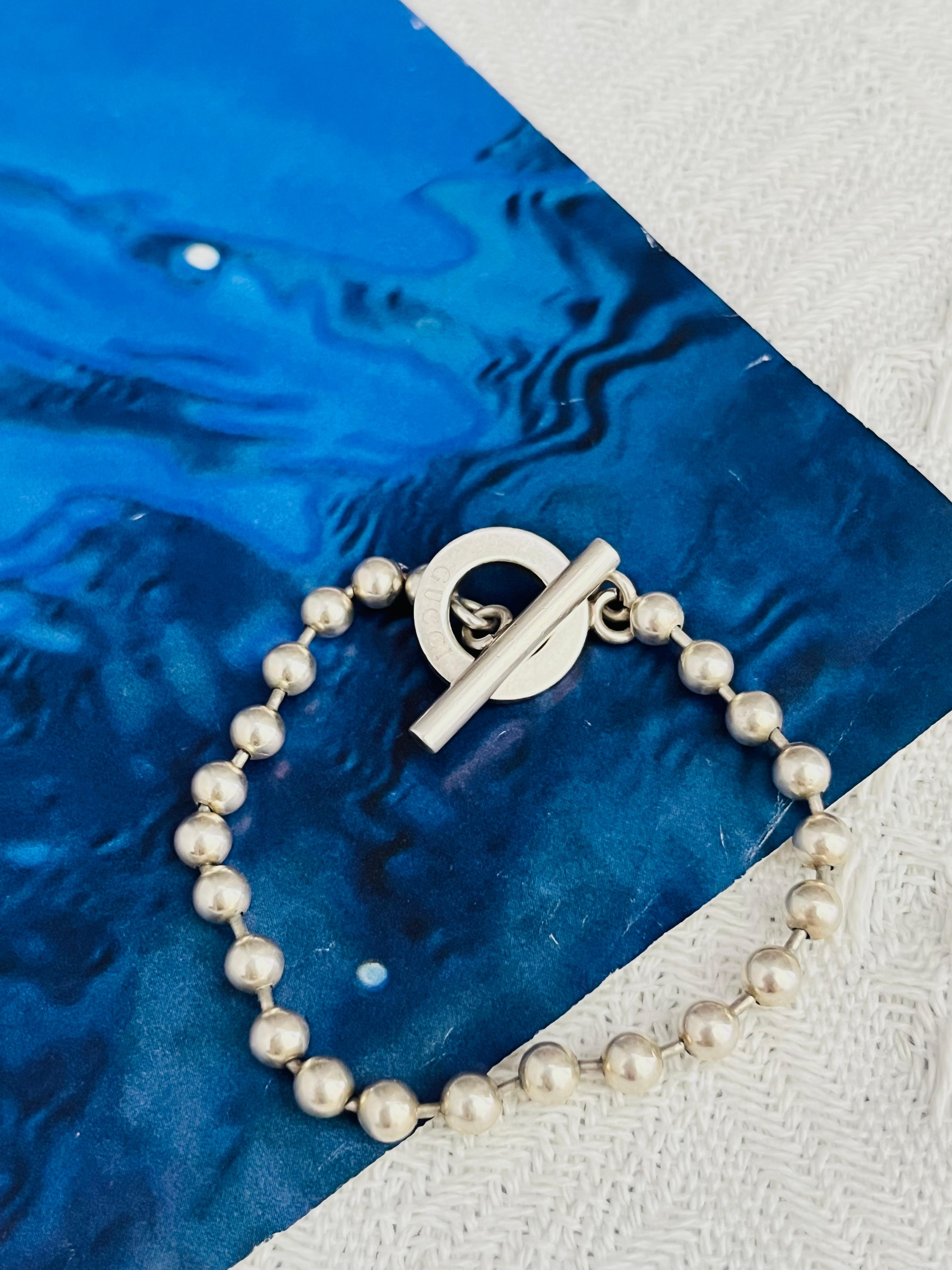 Gucci Vintage Boule Logo Dot Dot Dot Dot Circle Chain Bracciale Argento Taglia 18 In condizioni buone in vendita a Wokingham, England