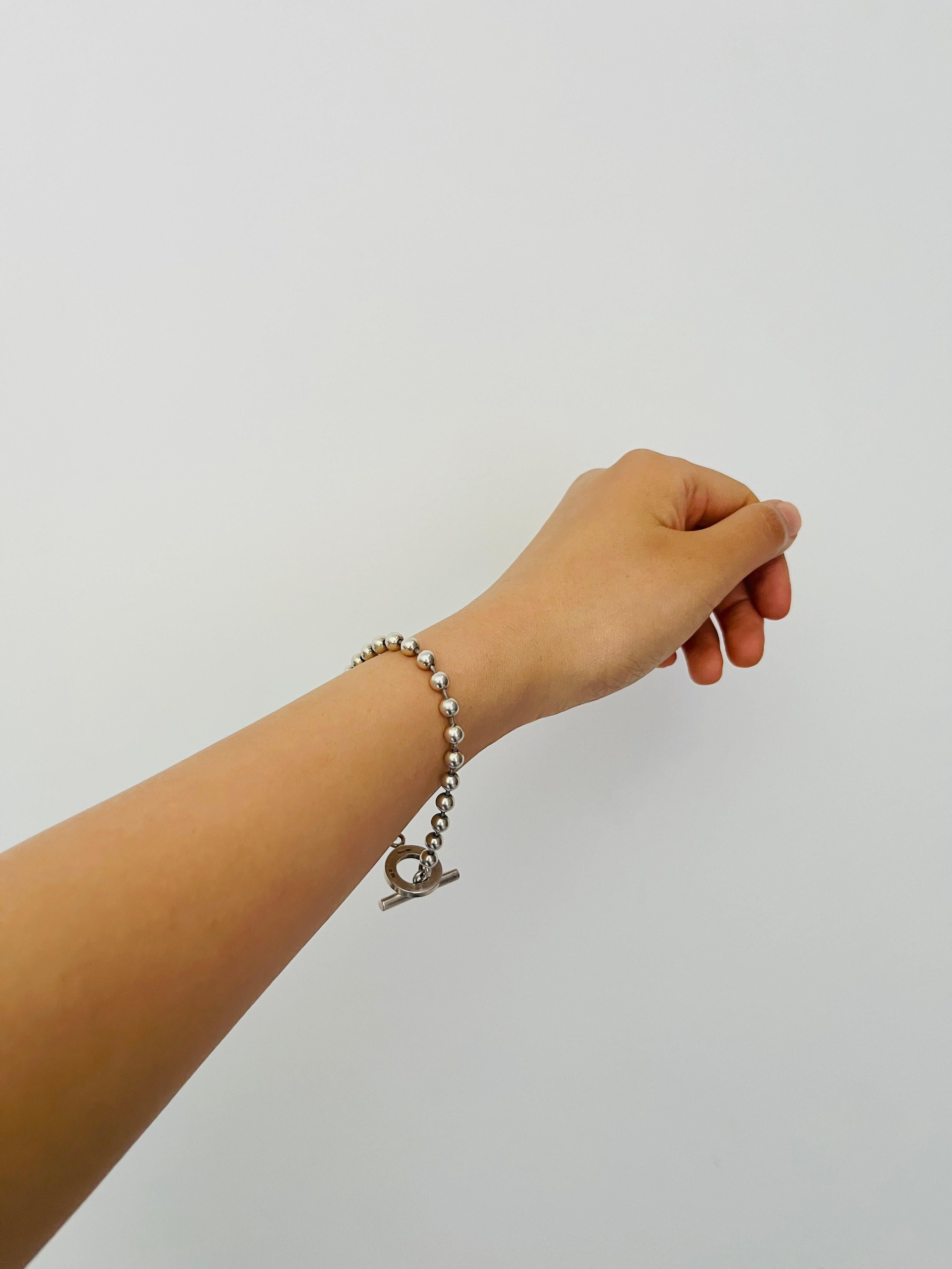da uomo o donna Gucci Vintage Boule Logo Dot Dot Dot Dot Circle Chain Bracciale Argento Taglia 18 in vendita