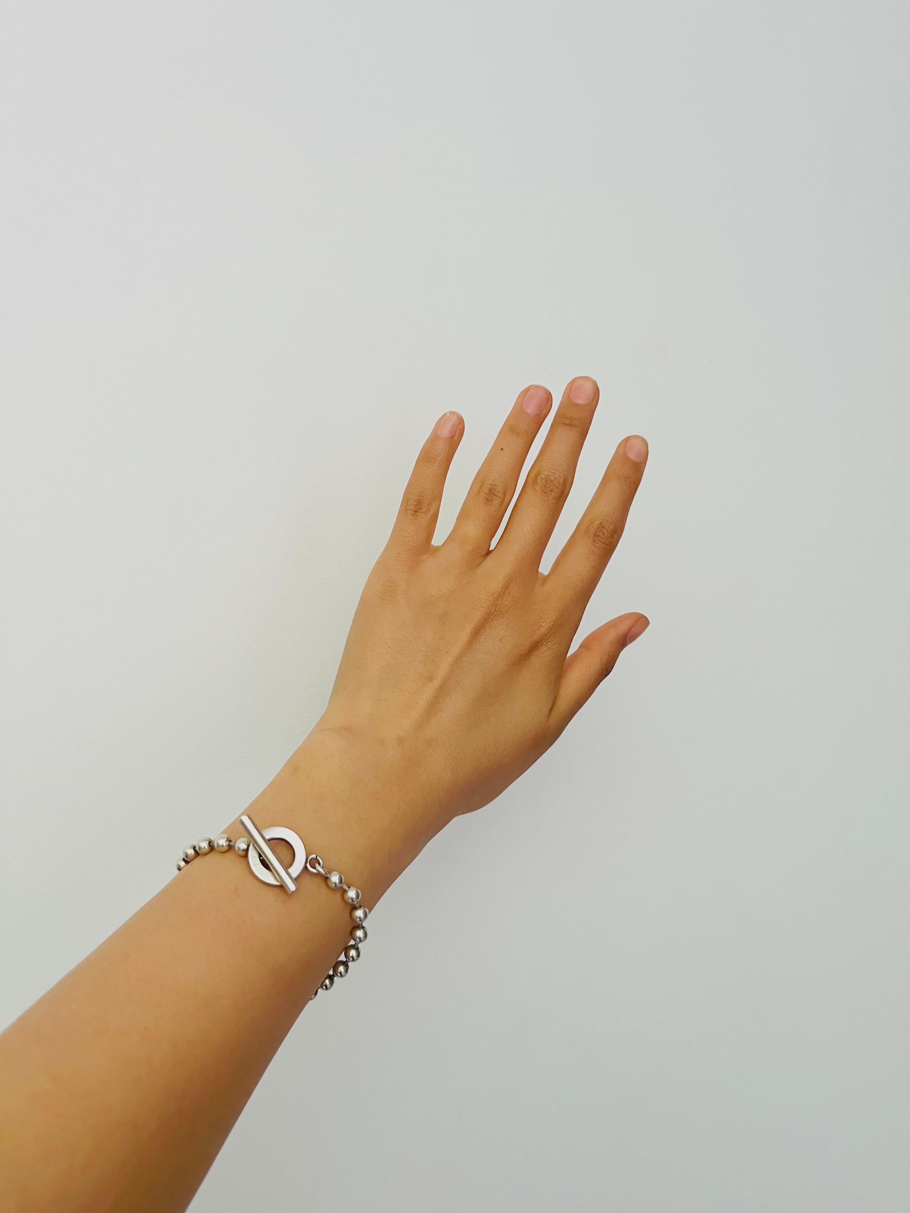 Gucci Vintage Boule Logo Dot Dot Dot Dot Circle Chain Bracciale Argento Taglia 18 in vendita 1