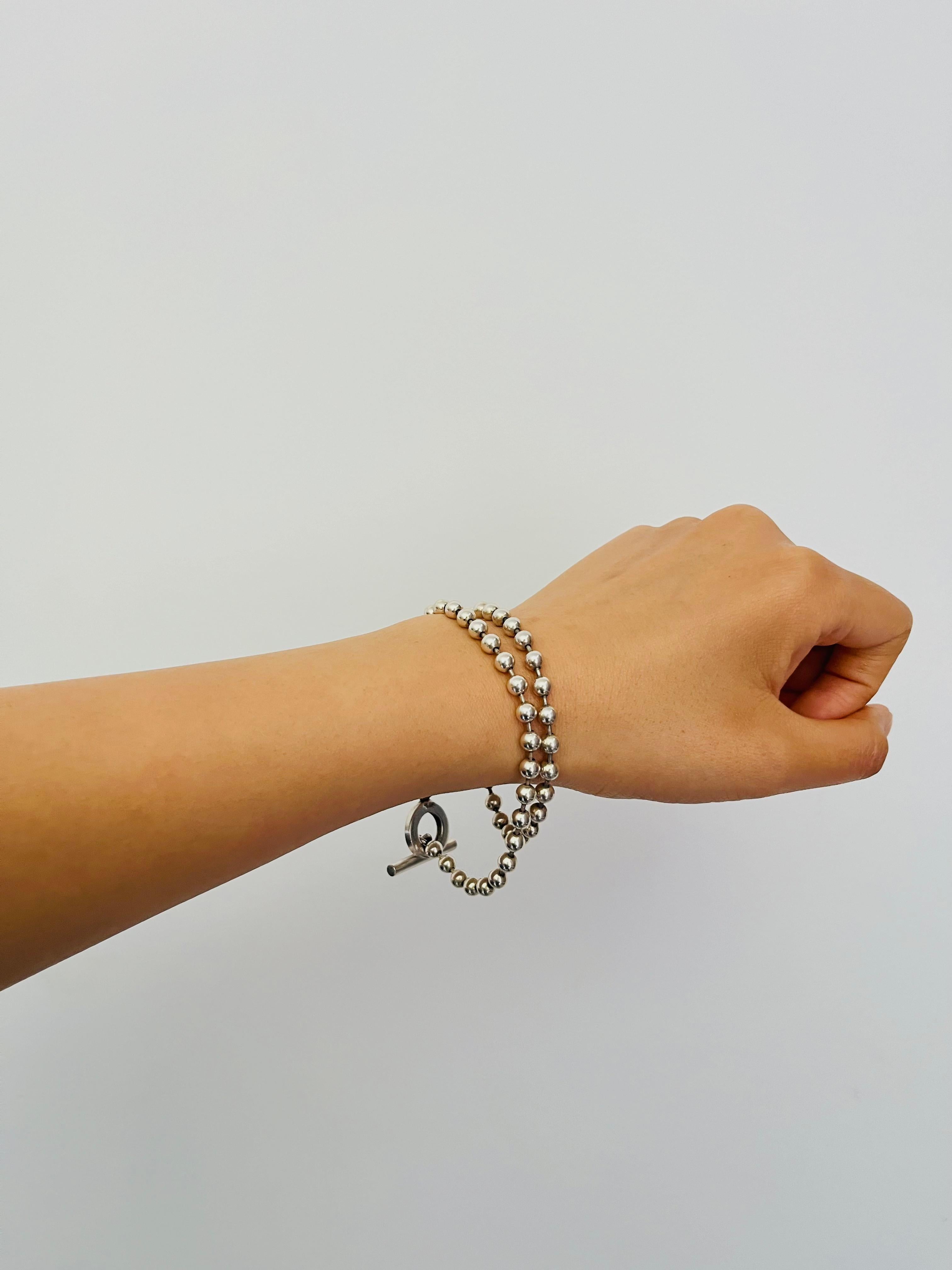 Gucci Vintage Boule Logo Dot Dot Dot Dot Circle Chain Bracciale Argento Taglia 18 in vendita 2
