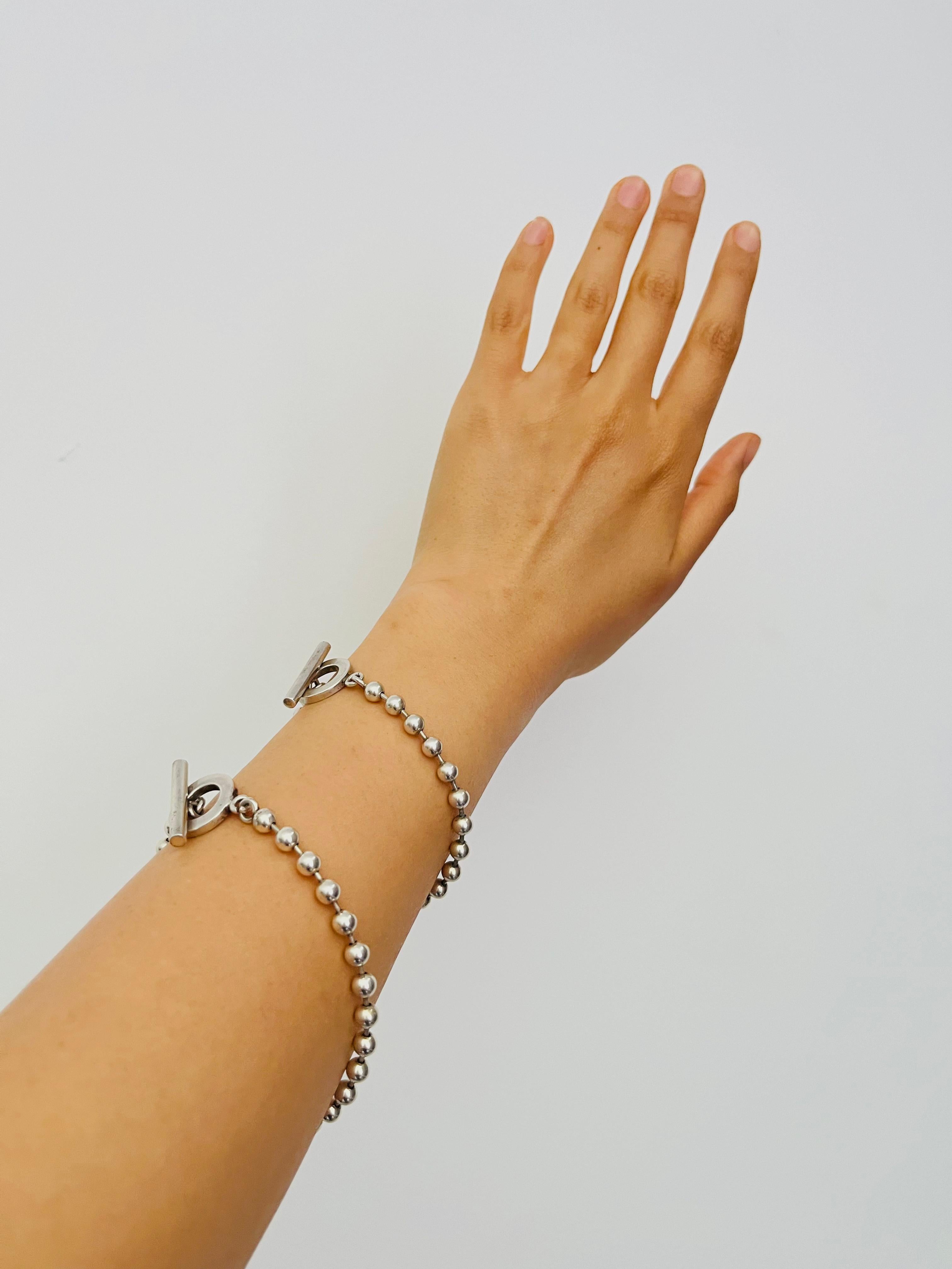 Gucci Vintage Boule Logo Dot Dot Dot Dot Circle Chain Bracciale Argento Taglia 18 in vendita 3