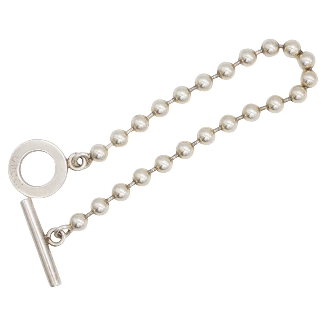 Gucci Vintage Boule Logo Dot Dot Dot Dot Circle Chain Bracciale Argento Taglia 18 in vendita
