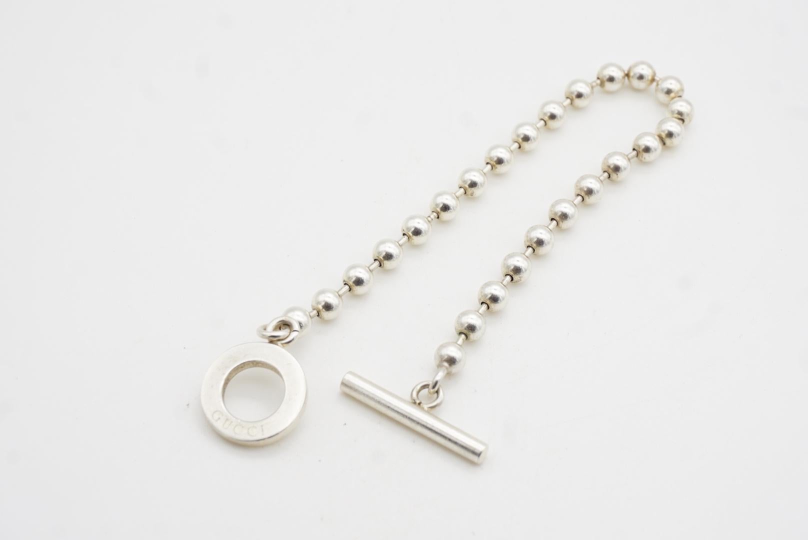 Gucci Vintage Boule Logo Ball Dots Circle Chain Bracelet Sterling Silver Size 19 For Sale 2