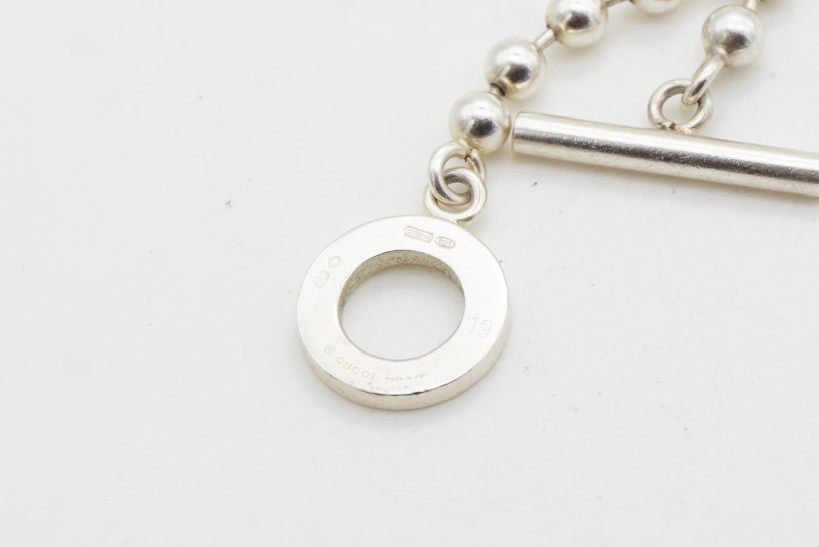 Gucci Vintage Boule Logo Ball Dots Circle Chain Bracelet Sterling Silver Size 19 For Sale 3