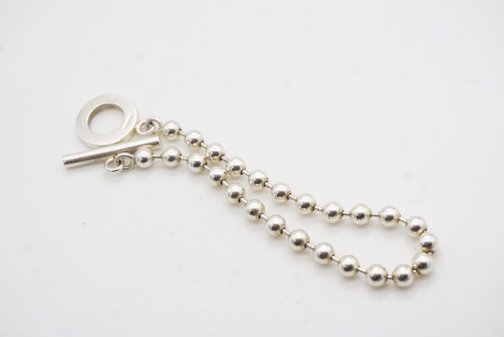 Gucci Vintage Boule Logo Ball Dots Circle Chain Bracelet Sterling Silver Size 19 For Sale 4