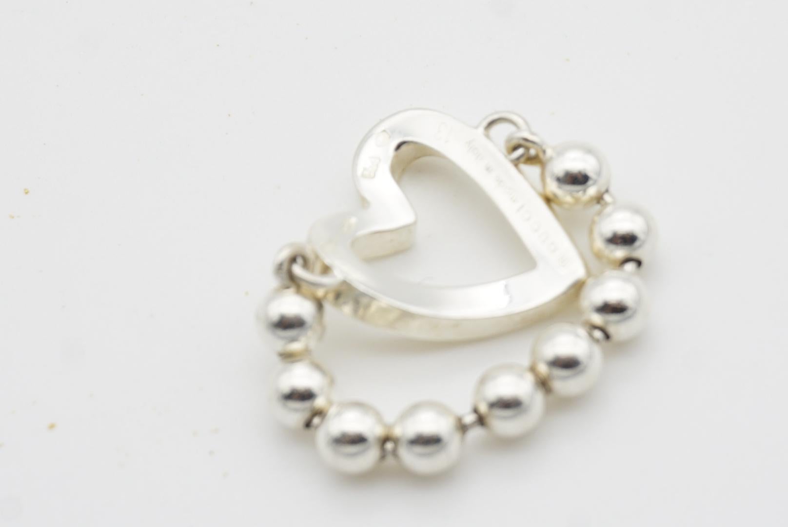 Gucci Vintage Boule Logo Heart Love Ball Dots Chain Ring, Sterling Silver, US 7 5