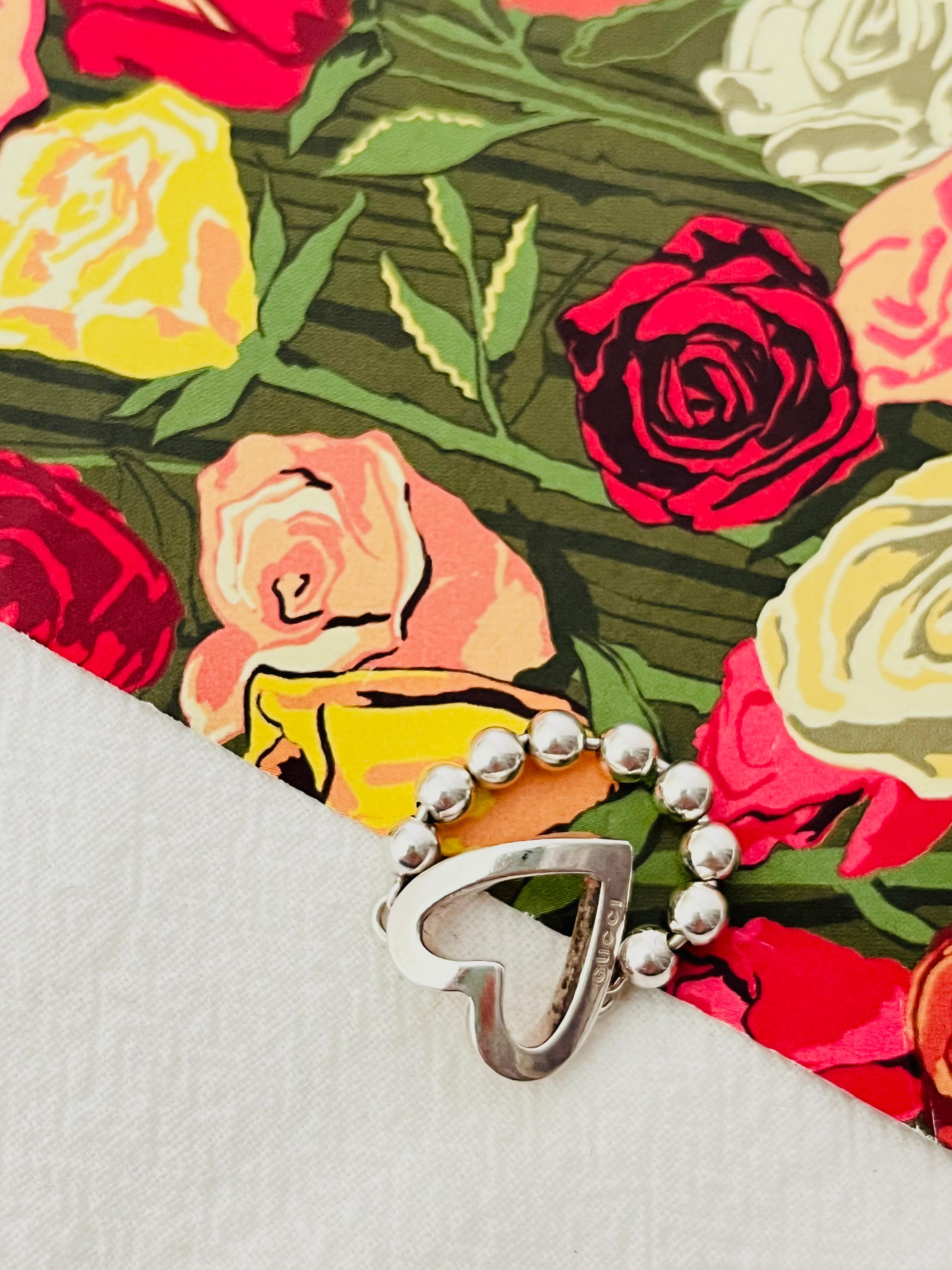 Anillo de cadena Gucci Vintage Boule Logo Heart Love Ball Dots, Plata de ley, US 7 en Bueno Estado en Wokingham, England
