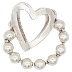 Anillo de cadena Gucci Vintage Boule Logo Heart Love Ball Dots, Plata de ley, US 7