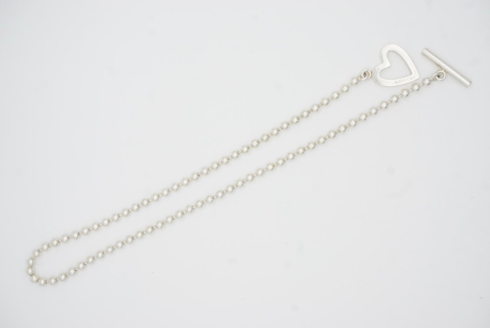 Gucci Vintage Boule Logo Heart Love Ball Dots Chain Sterling Silver Necklace 5