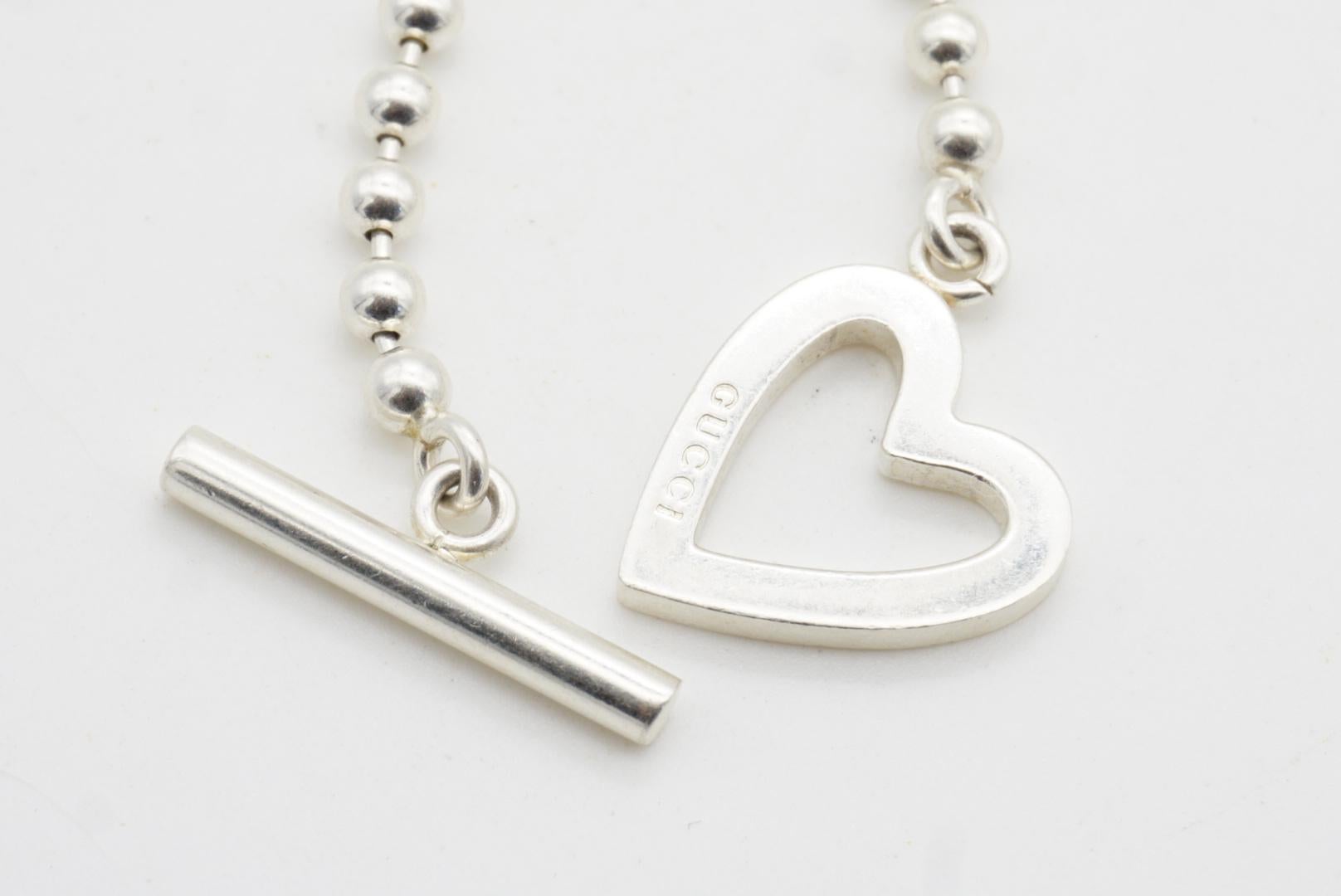 Gucci Vintage Boule Logo Heart Love Ball Dots Chain Sterling Silver Necklace 6
