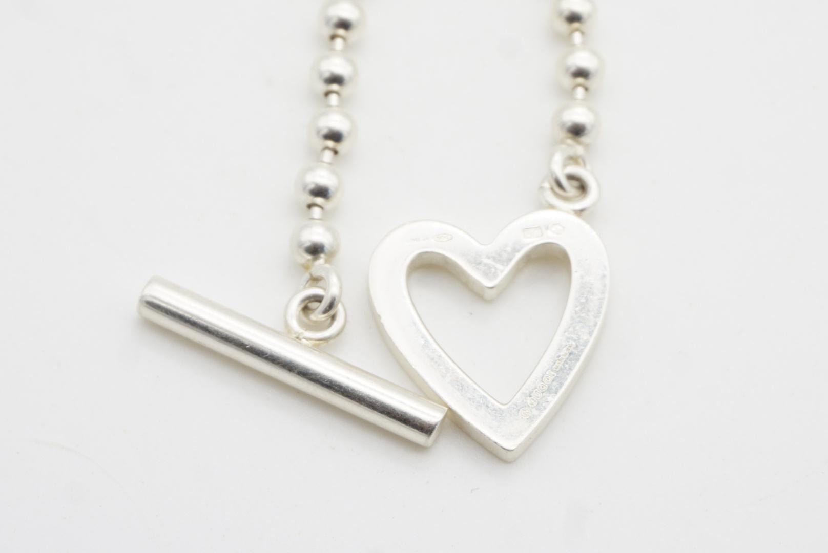 Gucci Vintage Boule Logo Heart Love Ball Dots Chain Sterling Silver Necklace 7