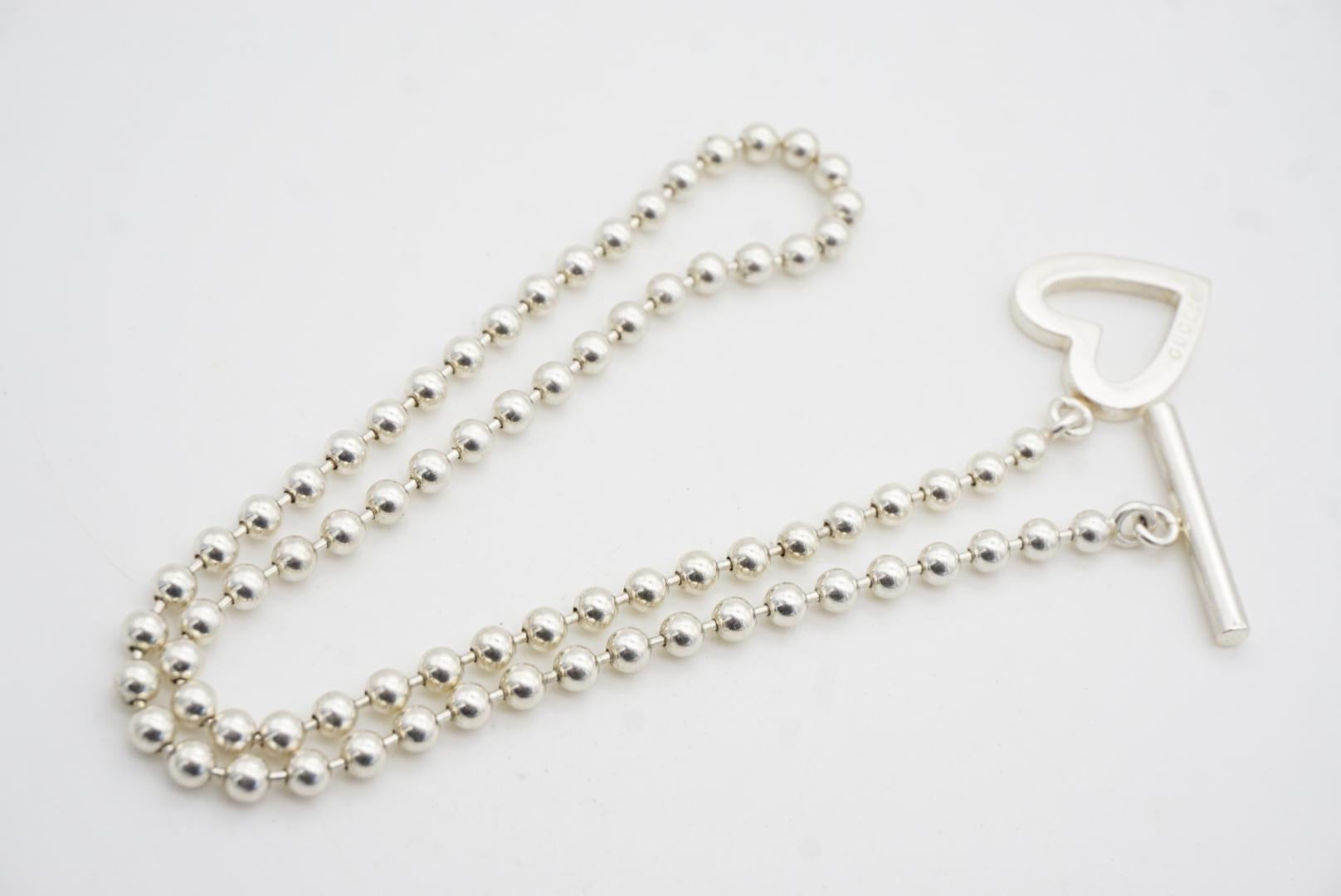 Gucci Vintage Boule Logo Heart Love Ball Dots Chain Sterling Silver Necklace 9