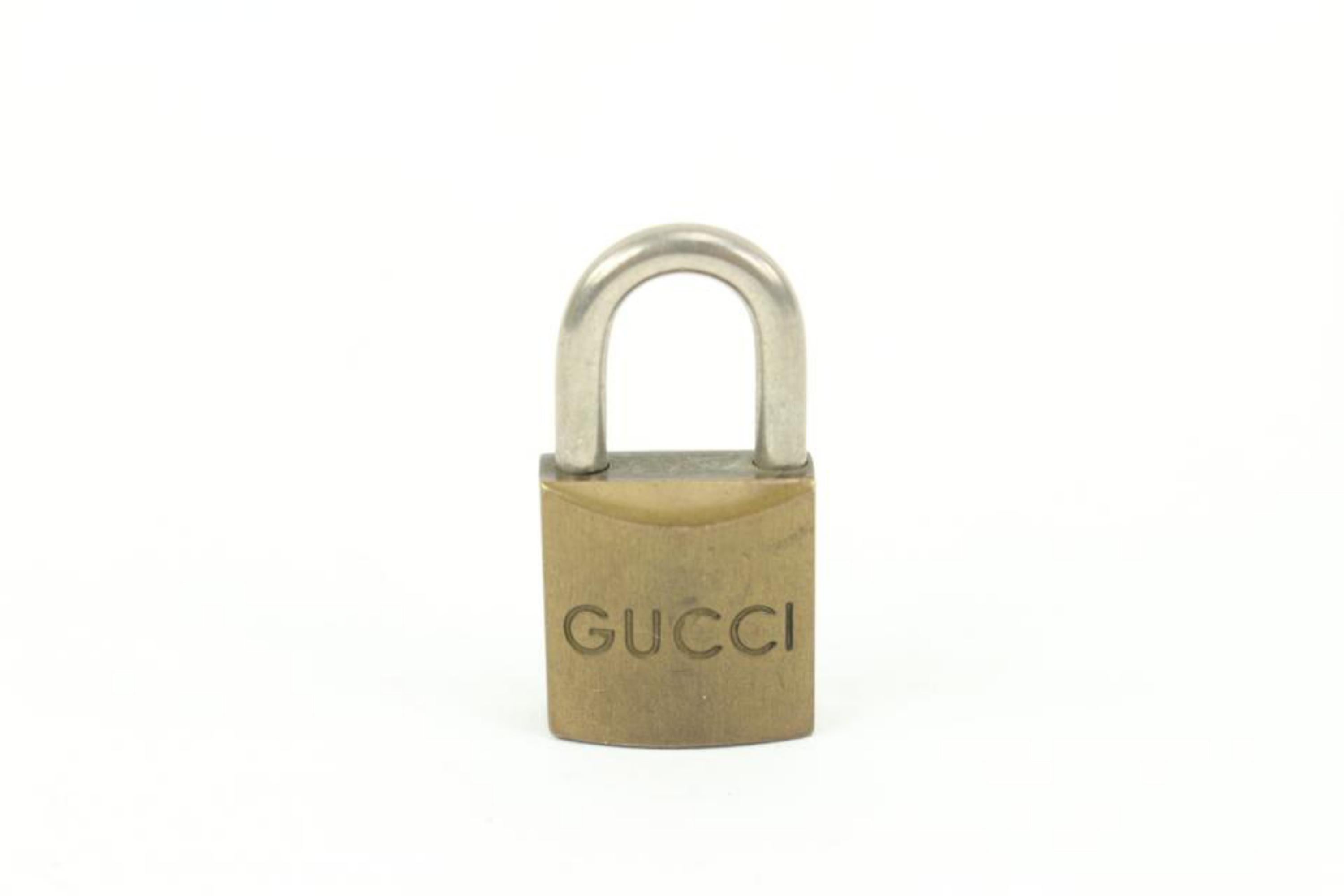 Women's Gucci Vintage Brass Lock and Key Set Cadena Padlock Bag Charm 17g34s