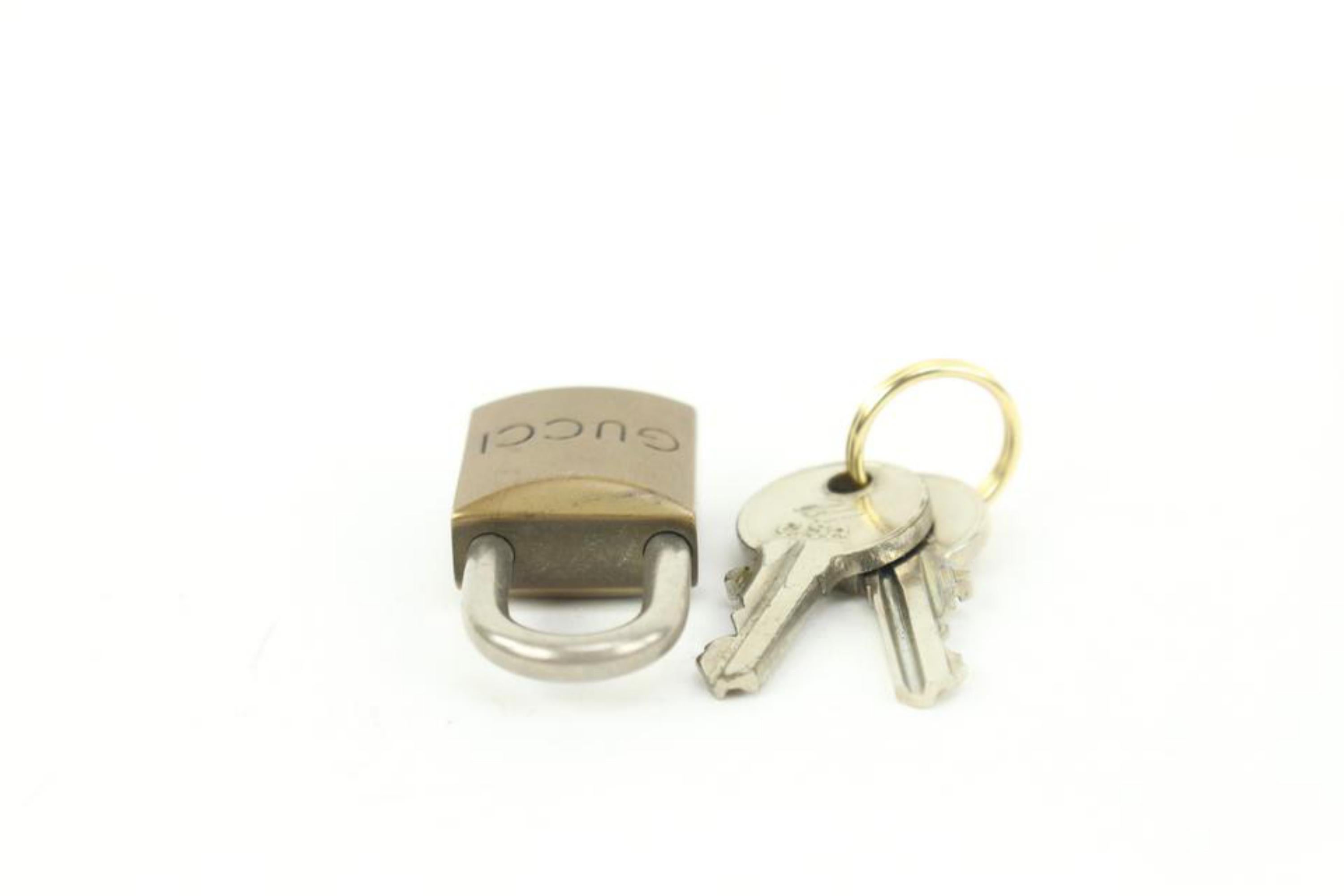 Gucci Vintage Brass Lock and Key Set Cadena Padlock Bag Charm 17g34s 1