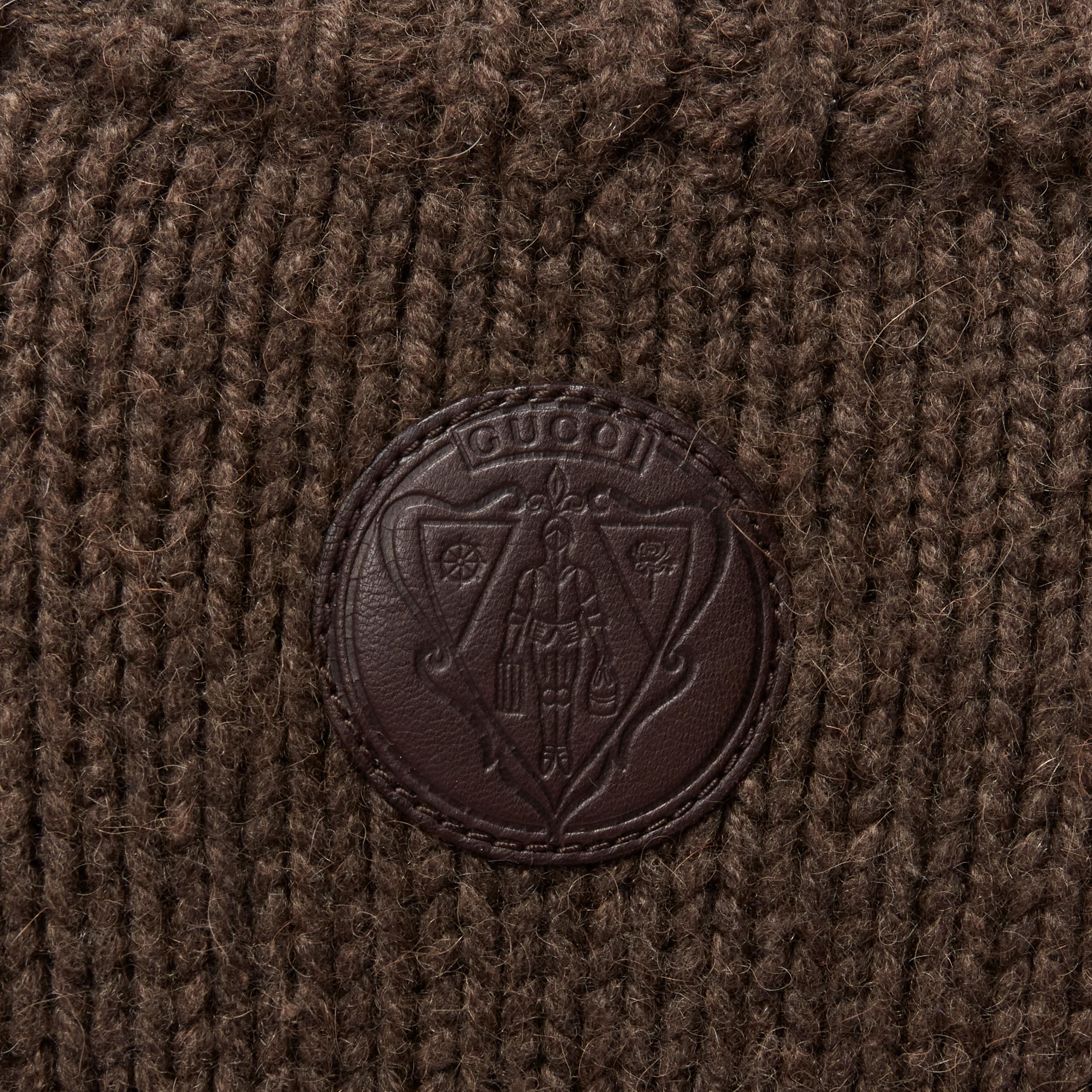 Black GUCCI Vintage brown 100% camel hair turtleneck circle poncho top L