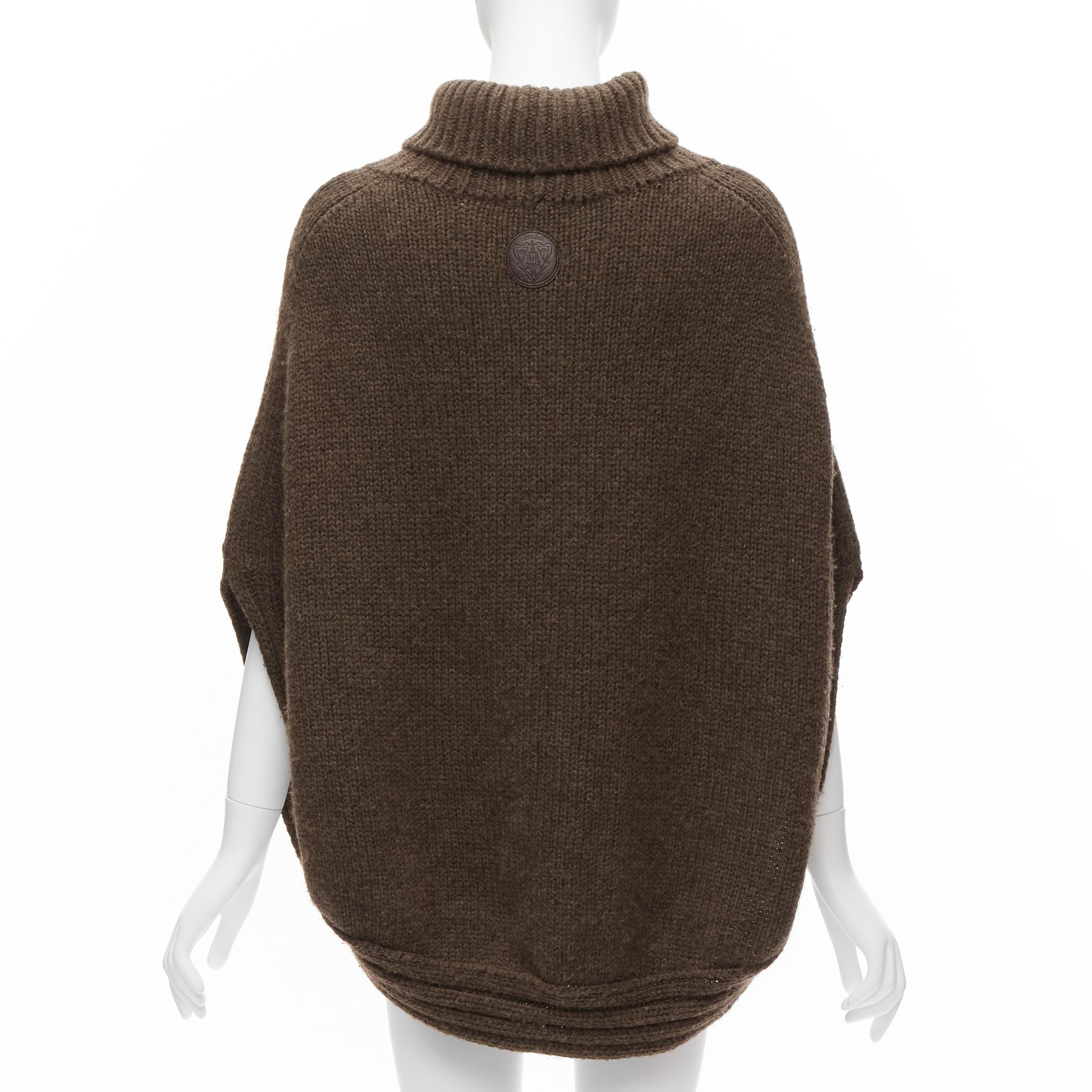 Women's GUCCI Vintage brown 100% camel hair turtleneck circle poncho top L